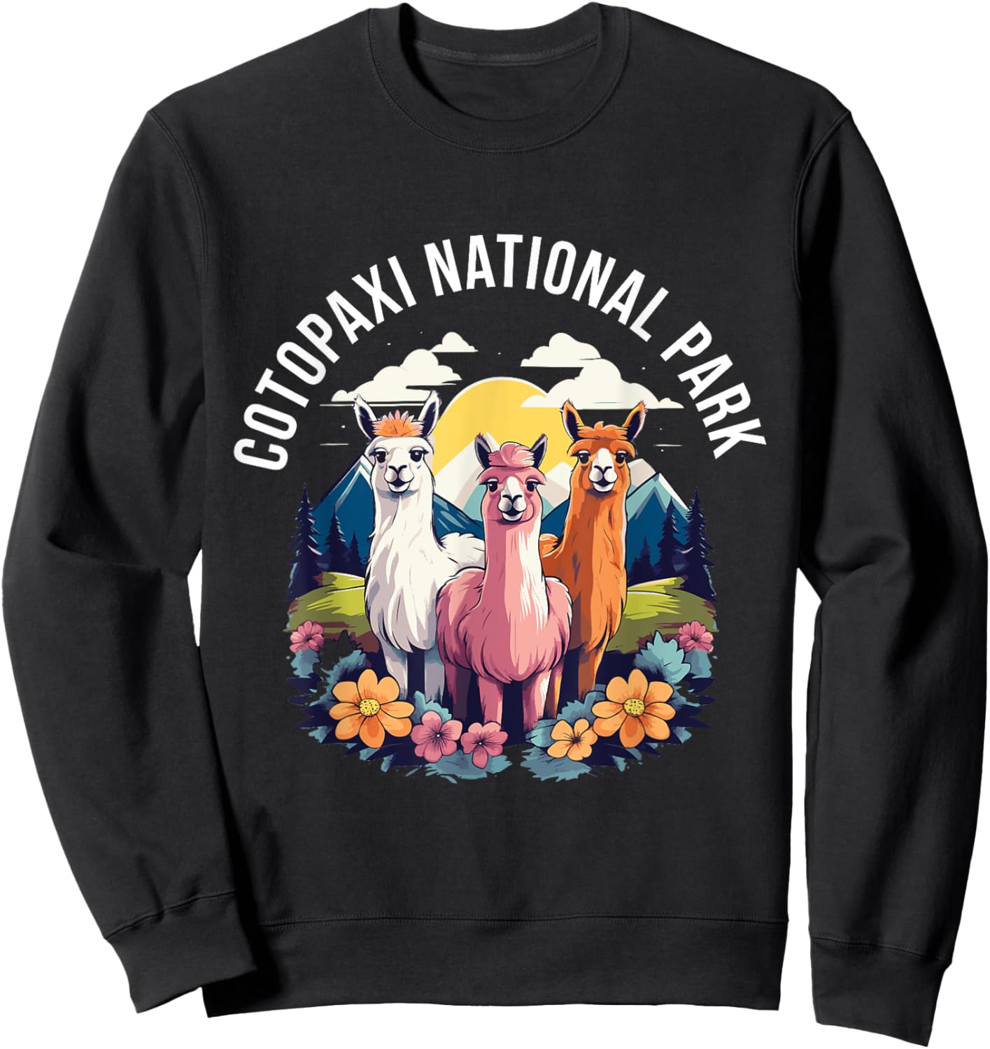 Cotopaxi National Park Cute Llama Gang Mountains Souvenir Sweatshirt - Sweatshirt | Black