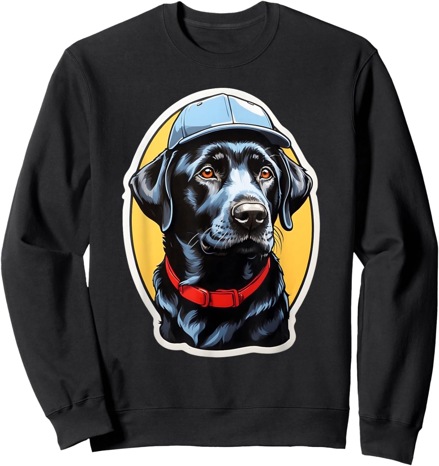 Baseball Bark - Black Lab Dog Wearing Baseball Hat Men Women Kids Sweatshirt - Sweatshirt | Black