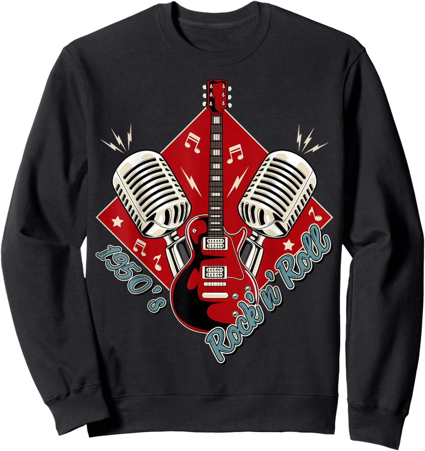 50s Rockabilly Clothing 1950s Sock Hop Swing Greaser Rocker Sweatshirt - Sweatshirt | Black