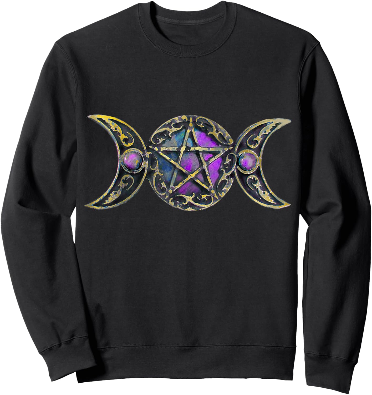 Triple Moon Symbol Goddess Sweatshirt - Sweatshirt | Black