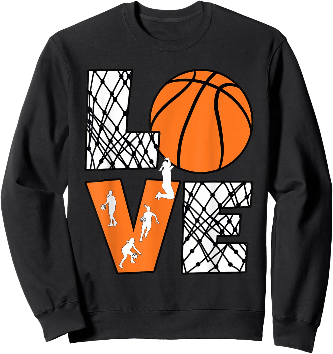 Love Basketball Cute Women Girls Basketball Lover Sweatshirt - Sweatshirt | Black