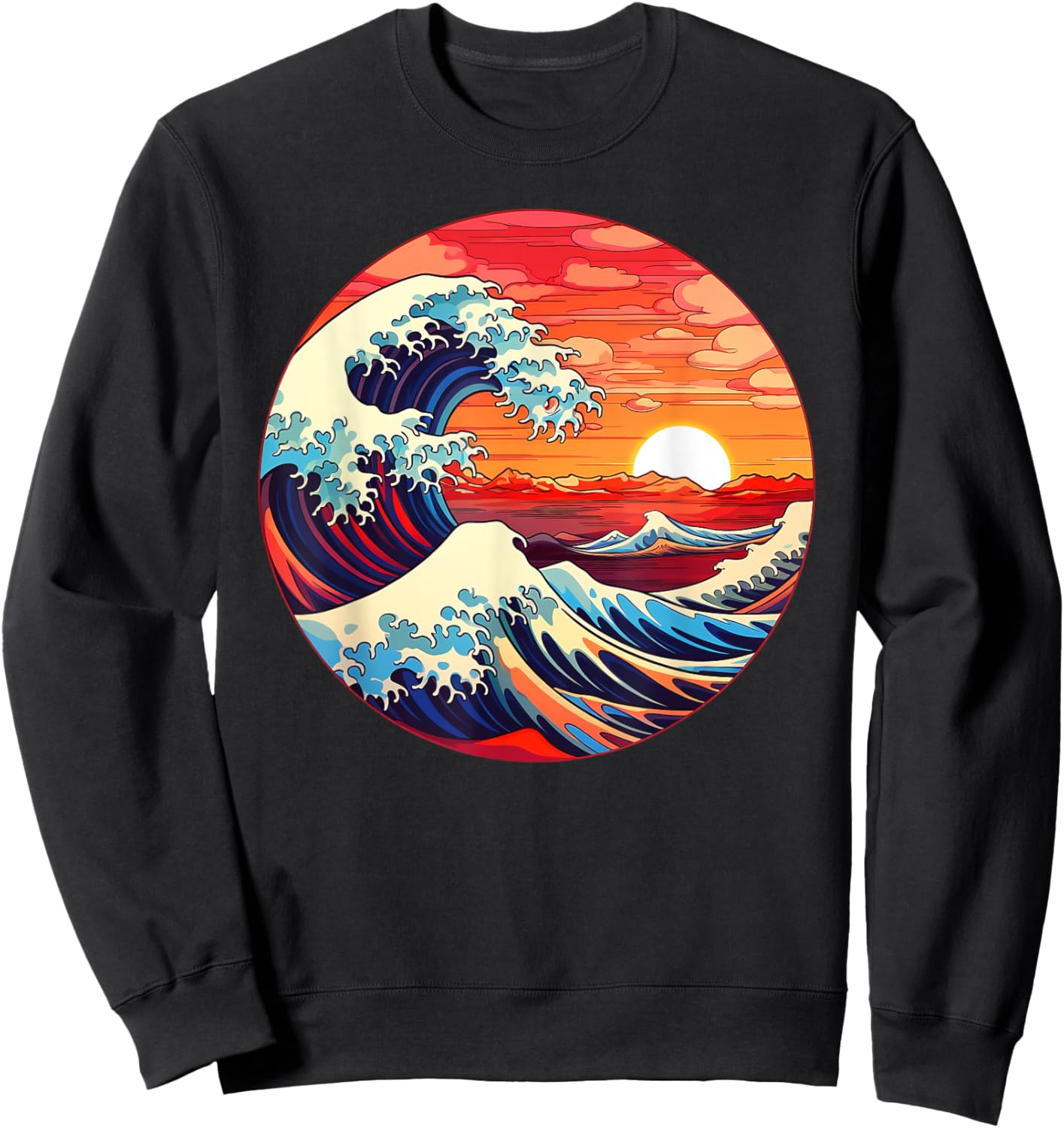 Great Art Aesthetic Tsunami boys Wave off Kanagawa Japanese Sweatshirt - Sweatshirt | Black