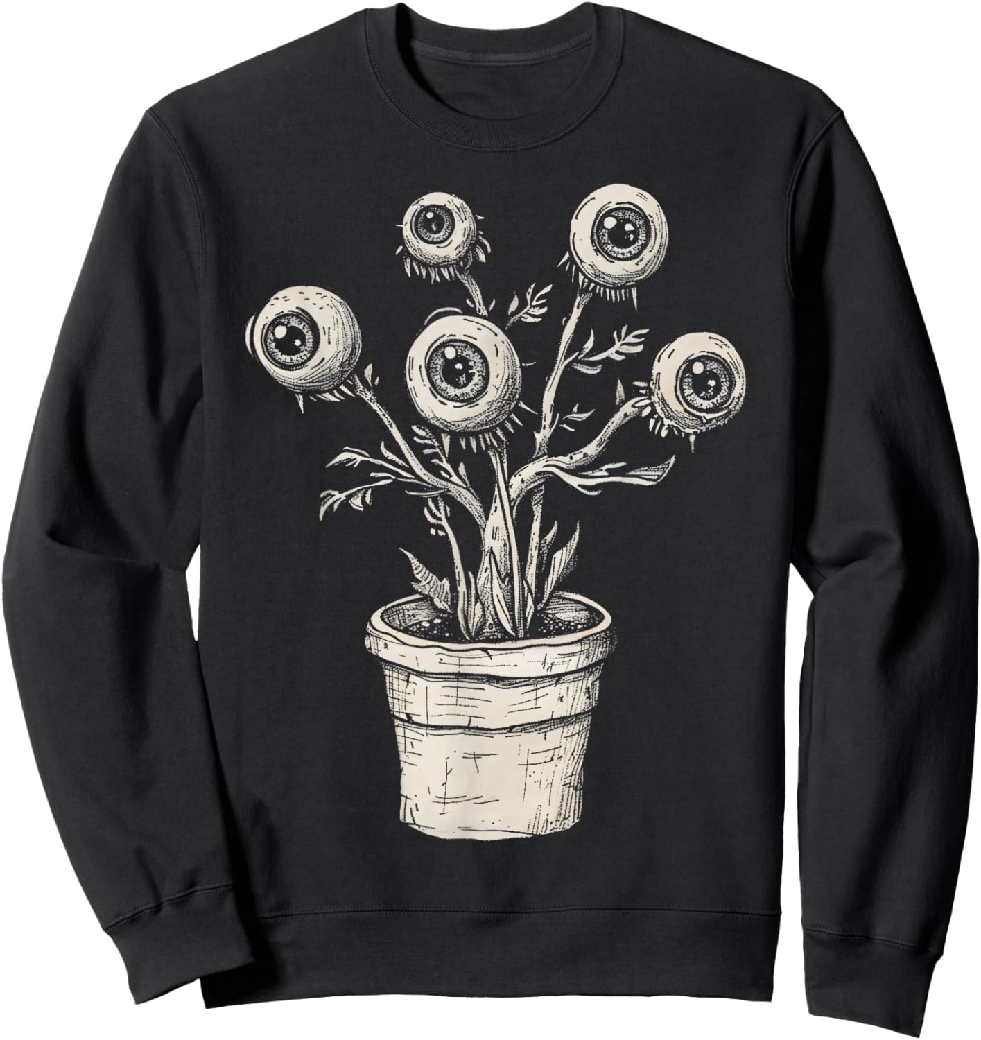 Eyes Eyeballs Plant Weird Goth Grunge Odd Strange Aesthetic Sweatshirt - Sweatshirt | Black