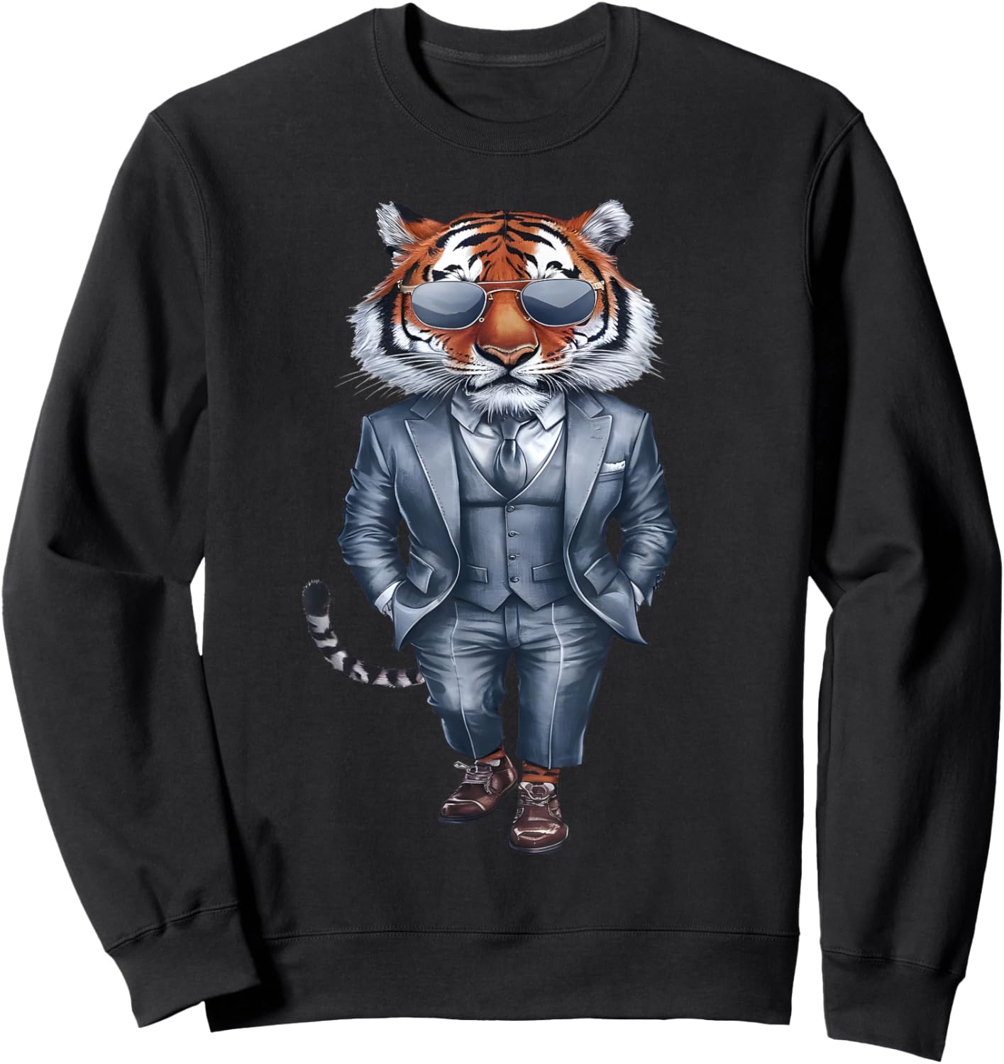 Tiger Men Woman Tiger in Suit Tiger Sweatshirt - Sweatshirt | Black