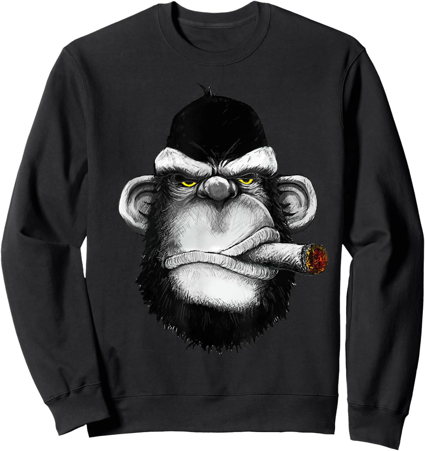 Monkey Smoking Cigar Weed Sweatshirt - Sweatshirt | Black