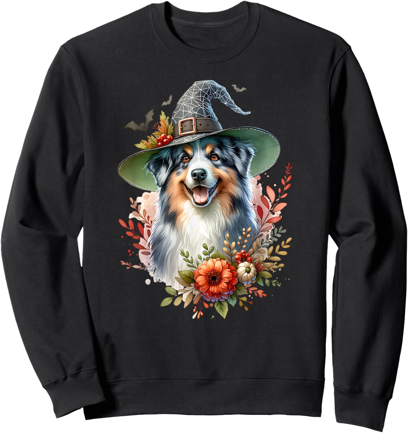 Australian Shepherd Dog Watercolor Artwork Sweatshirt - Sweatshirt | Black