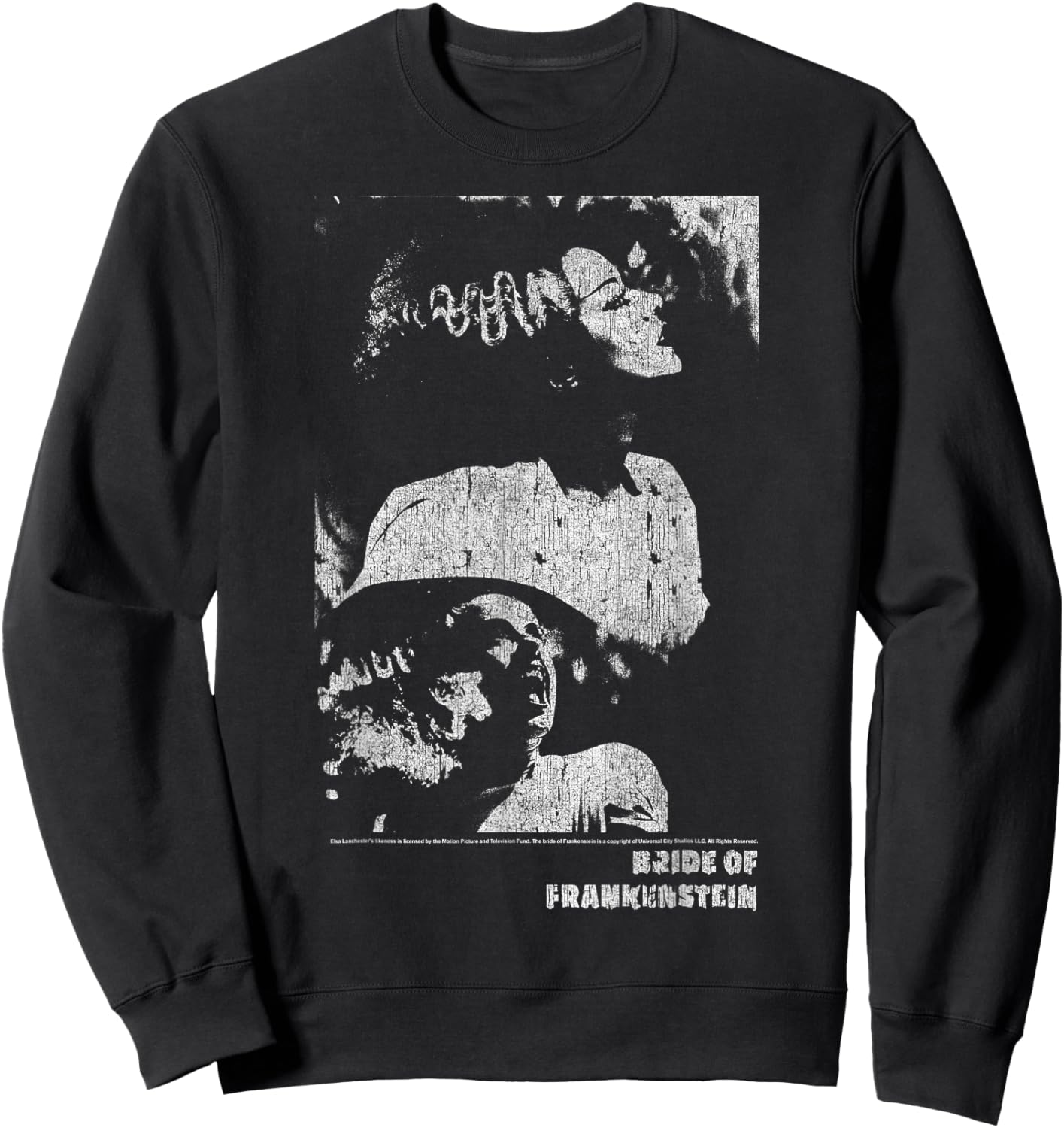 Universal Monsters The Bride Of Frankenstein Distressed Sweatshirt - Sweatshirt | Black