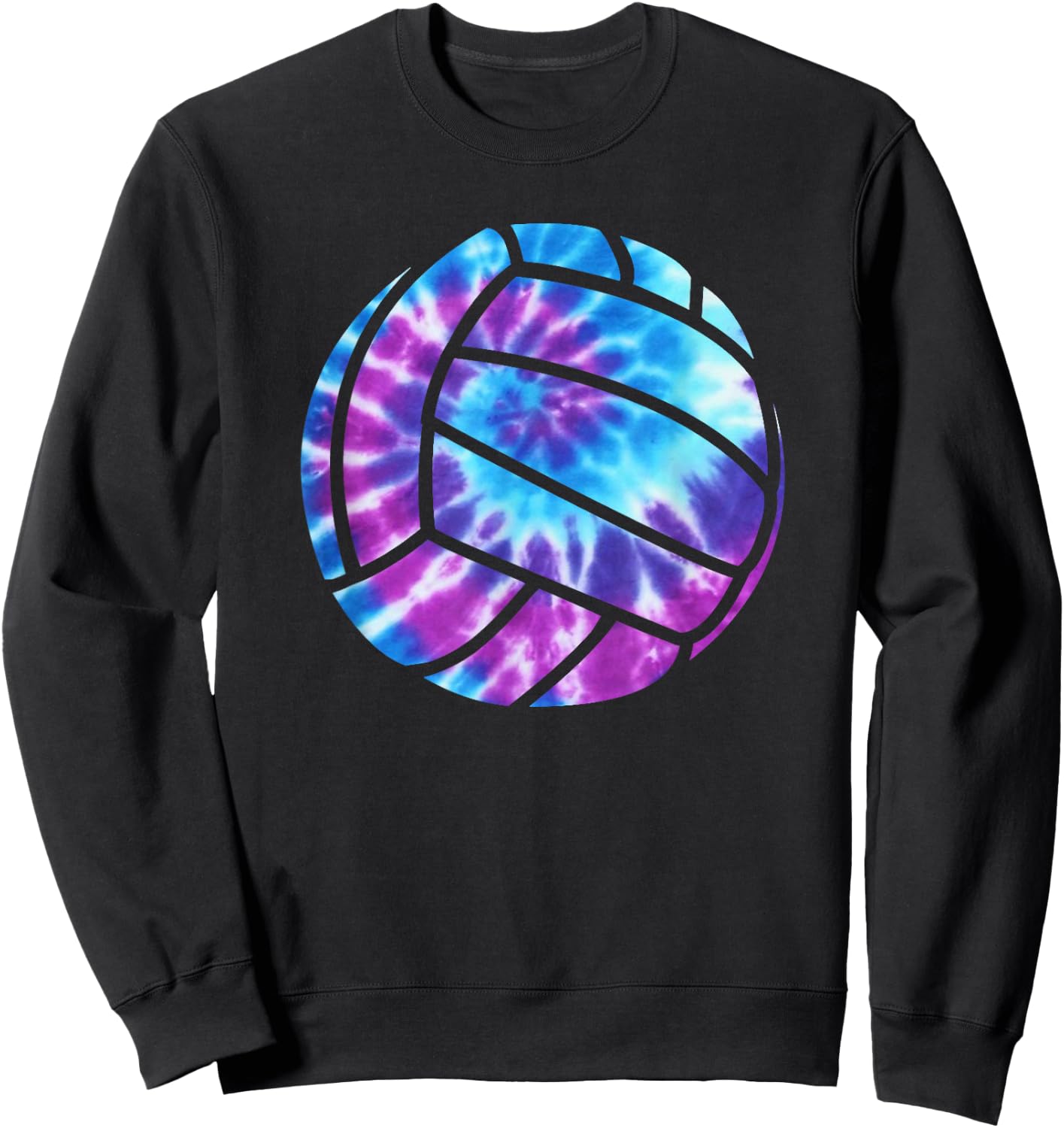 Volleyball Tie Dye Blue Purple Teenage Girls Practice Sweatshirt - Sweatshirt | Black