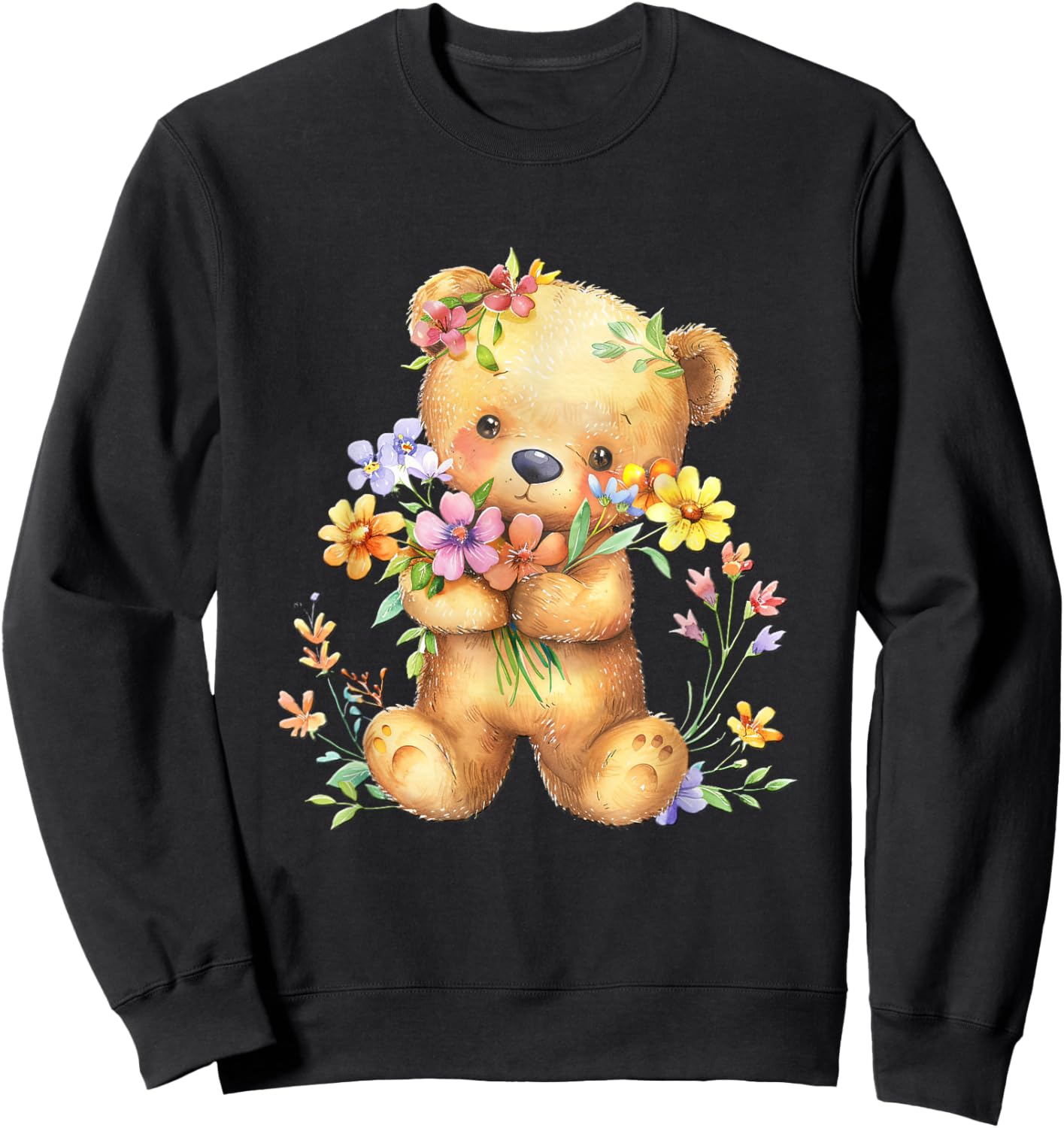 Baby Bear with Flowers Cute Lil Bears Snugglebear Daughter Sweatshirt - Sweatshirt | Black