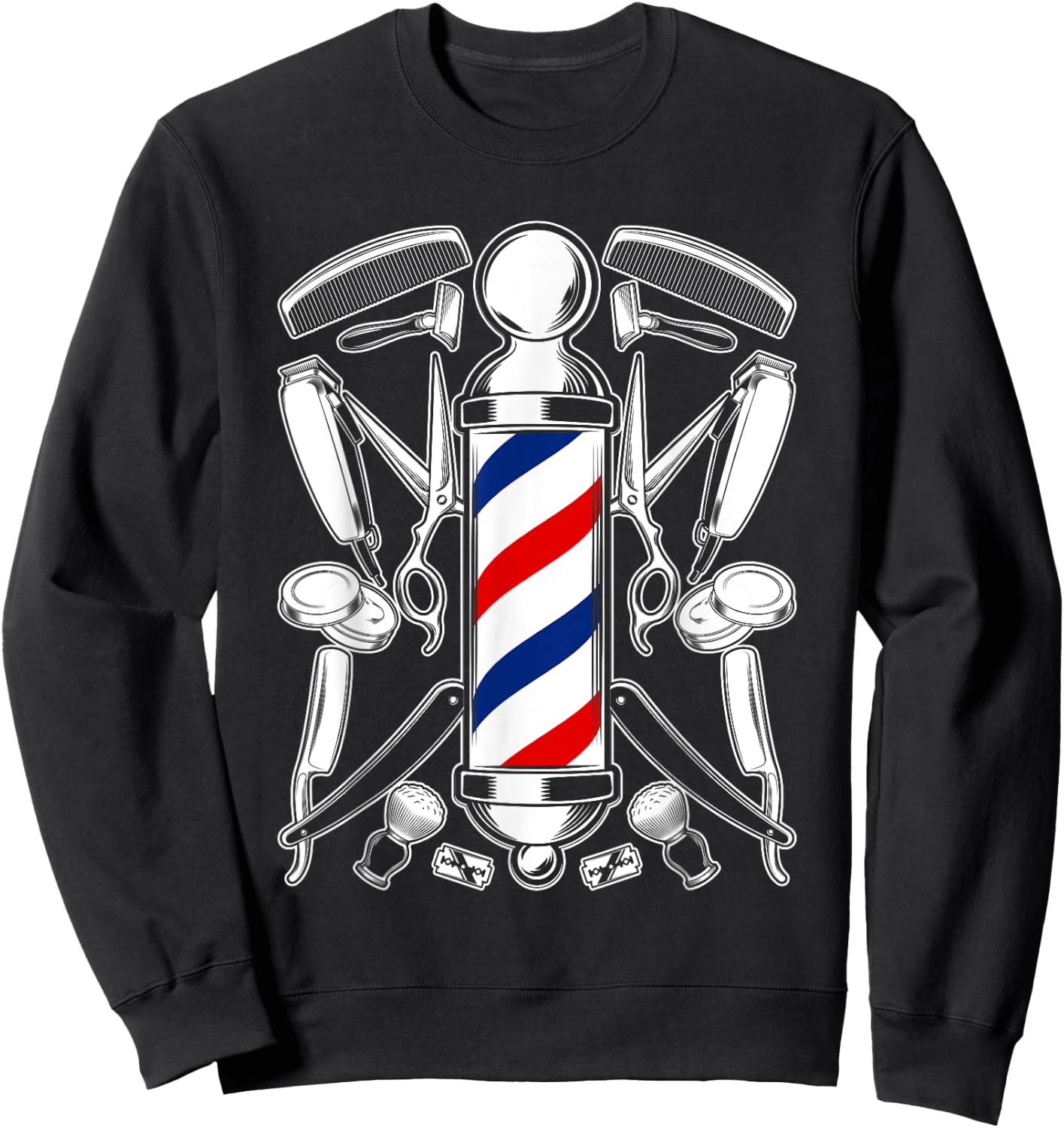 Funny Barber Barbershop Pole Tools Hairstylist Sweatshirt - Sweatshirt | Black