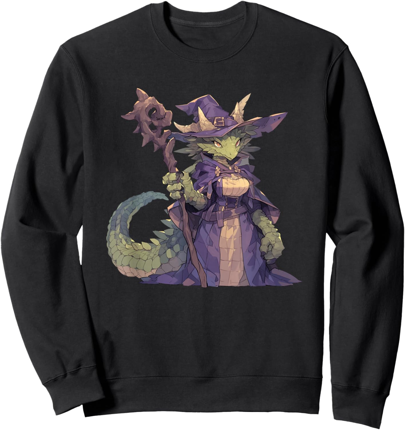 Dragon Dressed As Witch - Dragon Halloween Sweatshirt - Sweatshirt | Black