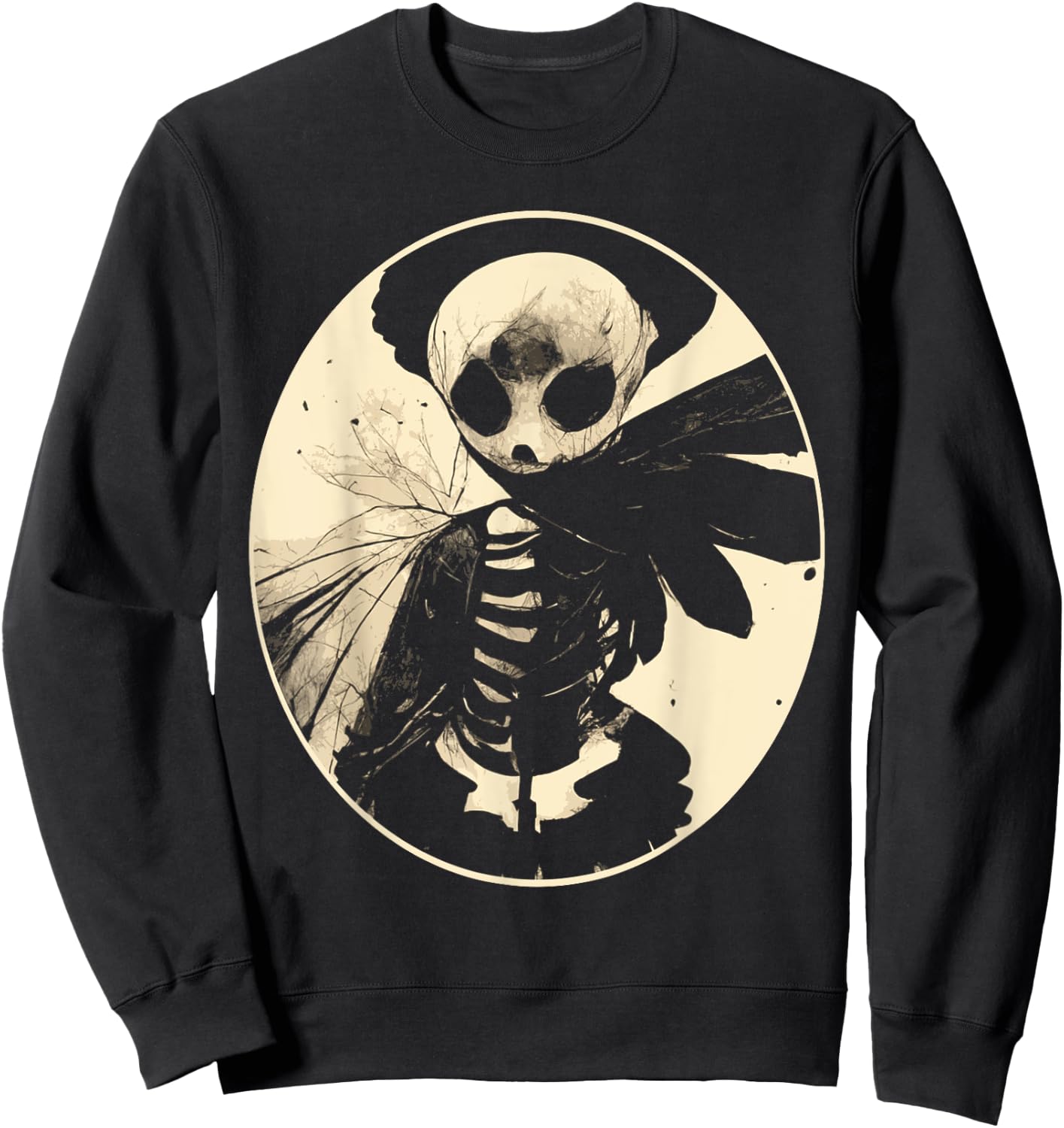 Dark Art Fairycore Butterfly Skeleton Sweatshirt - Sweatshirt | Black