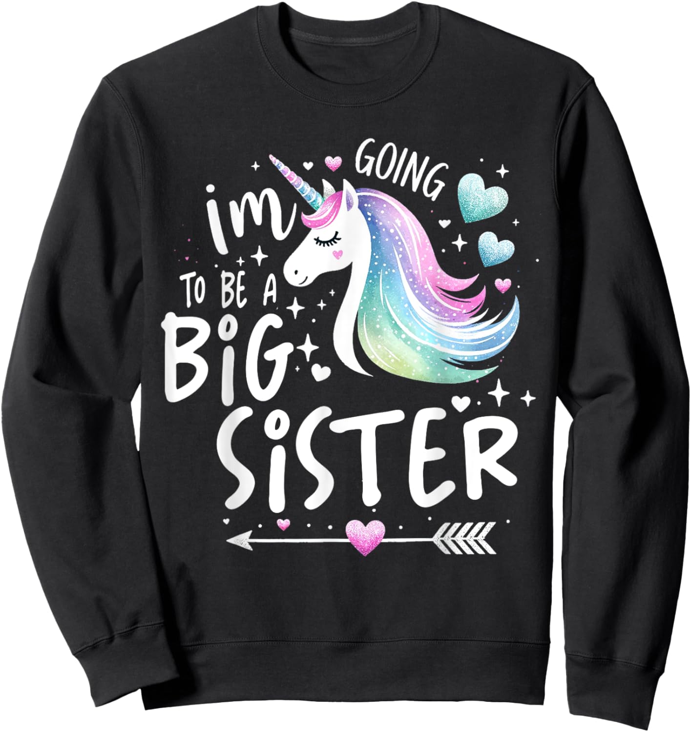 Best Sibling Baby Shower Big Sister Shirts for Girls Unicorn Sweatshirt - Sweatshirt | Black