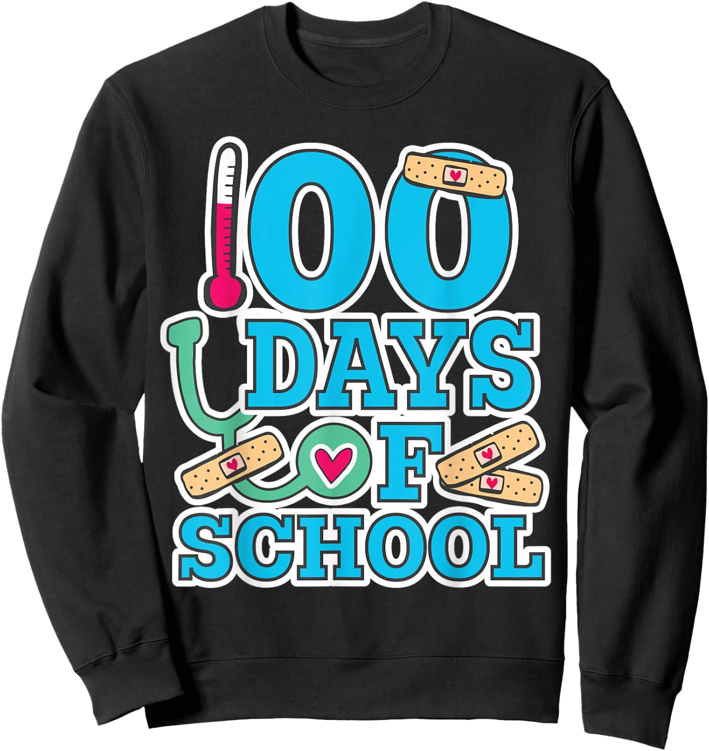 School Nurse 100 Days of School Sweatshirt - Sweatshirt | Black