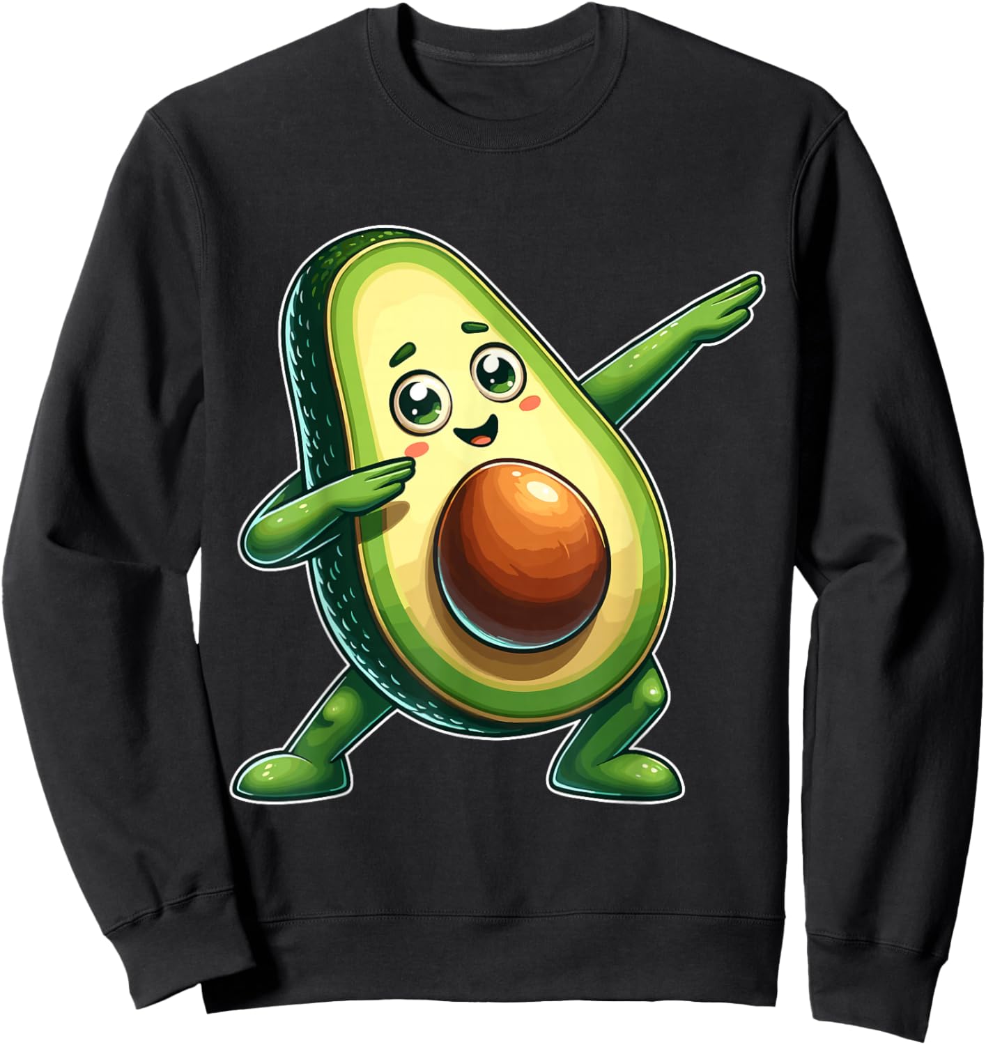Funny Dabbing Avocado Vegan Food Lover Kids Women Sweatshirt - Sweatshirt | Black