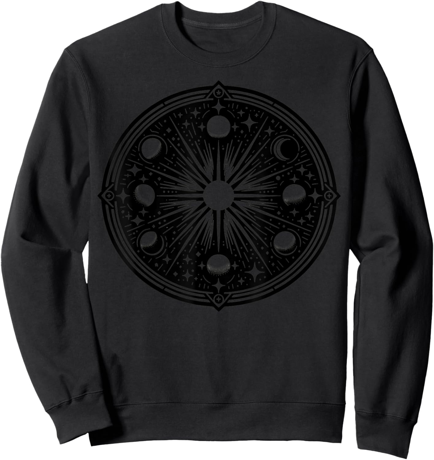 Celestial Moon Phases Design Cosmic Lunar Vibes Sweatshirt - Sweatshirt | Black