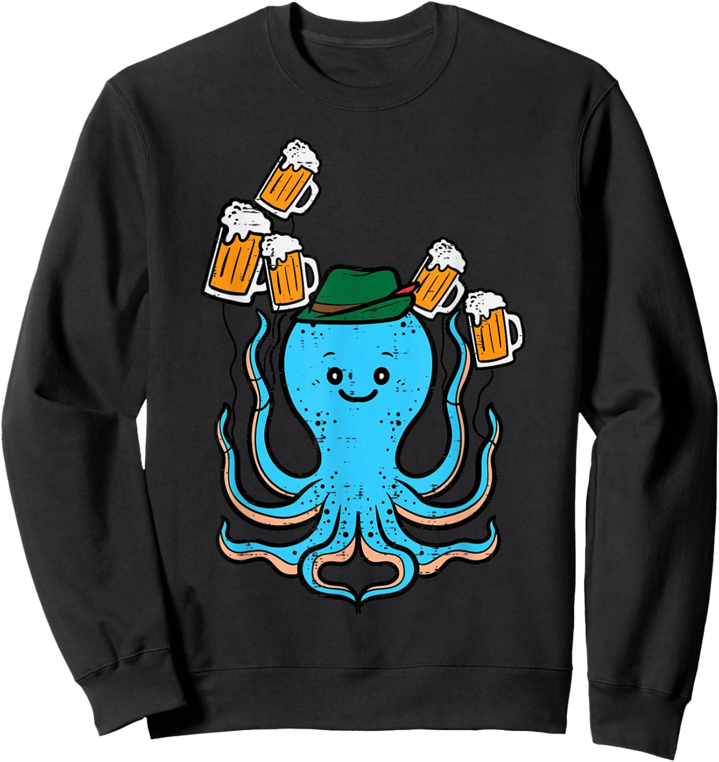 Octopus Bavarian Octoberfest German Oktoberfest Men Women Sweatshirt - Sweatshirt | Black