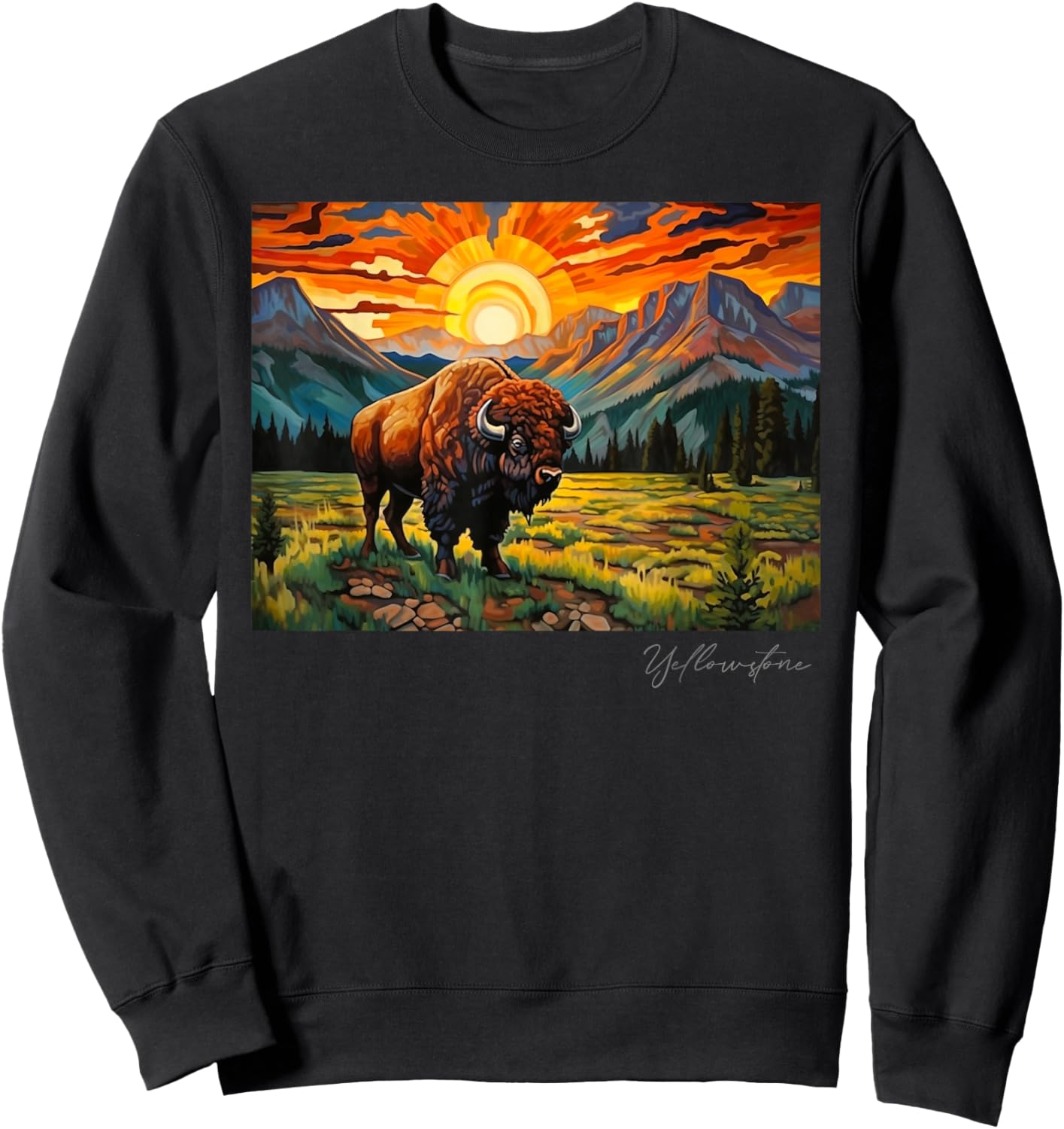 Yellowstone National Park Camping Hiking Outdoors Mountain Sweatshirt - Sweatshirt | Black
