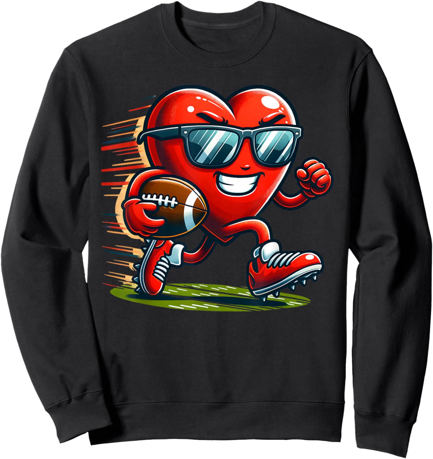 Valentine's Day Heart Team Football Player , Small Sweatshirt - Sweatshirt | Black