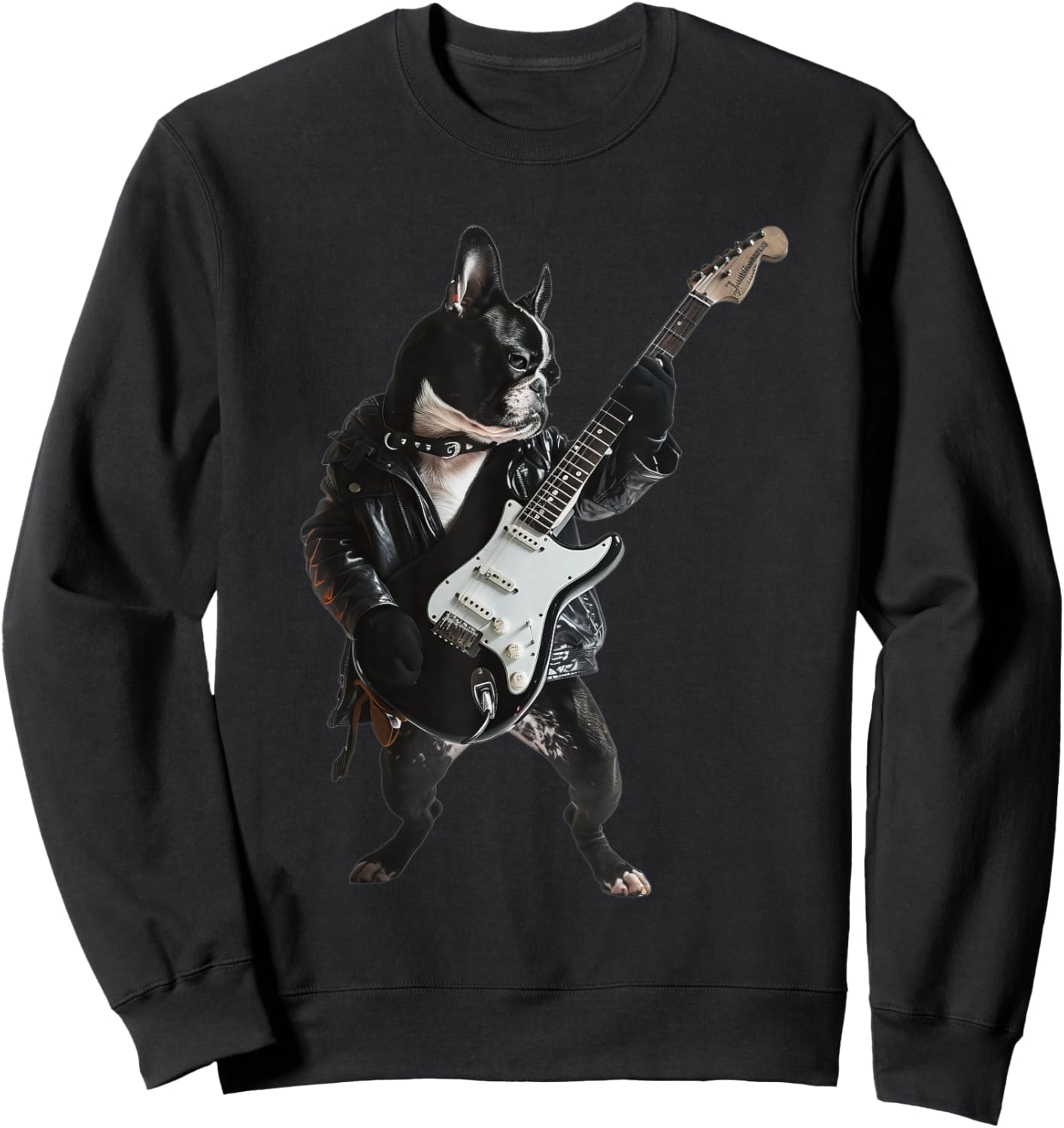 Boston Terrier Guitar Sweatshirt - Sweatshirt | Black