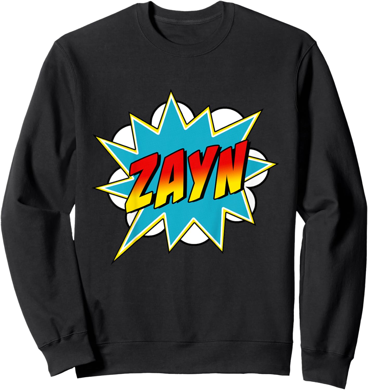 Kids Boys Zayn Name Superhero Comic Book Sweatshirt - Sweatshirt | Black