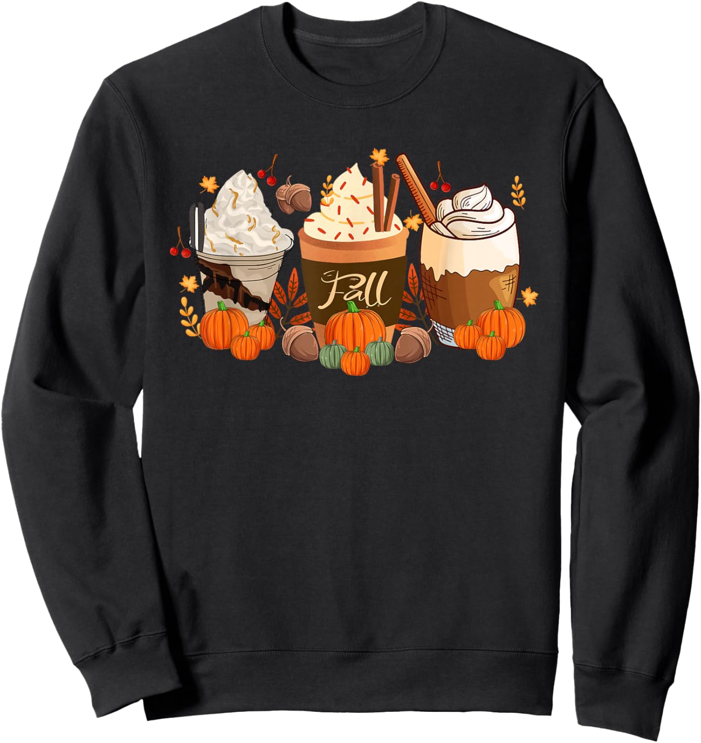 Fall Coffee Halloween Pumpkin Spice Latte Drink Cup Sweatshirt - Sweatshirt | Black