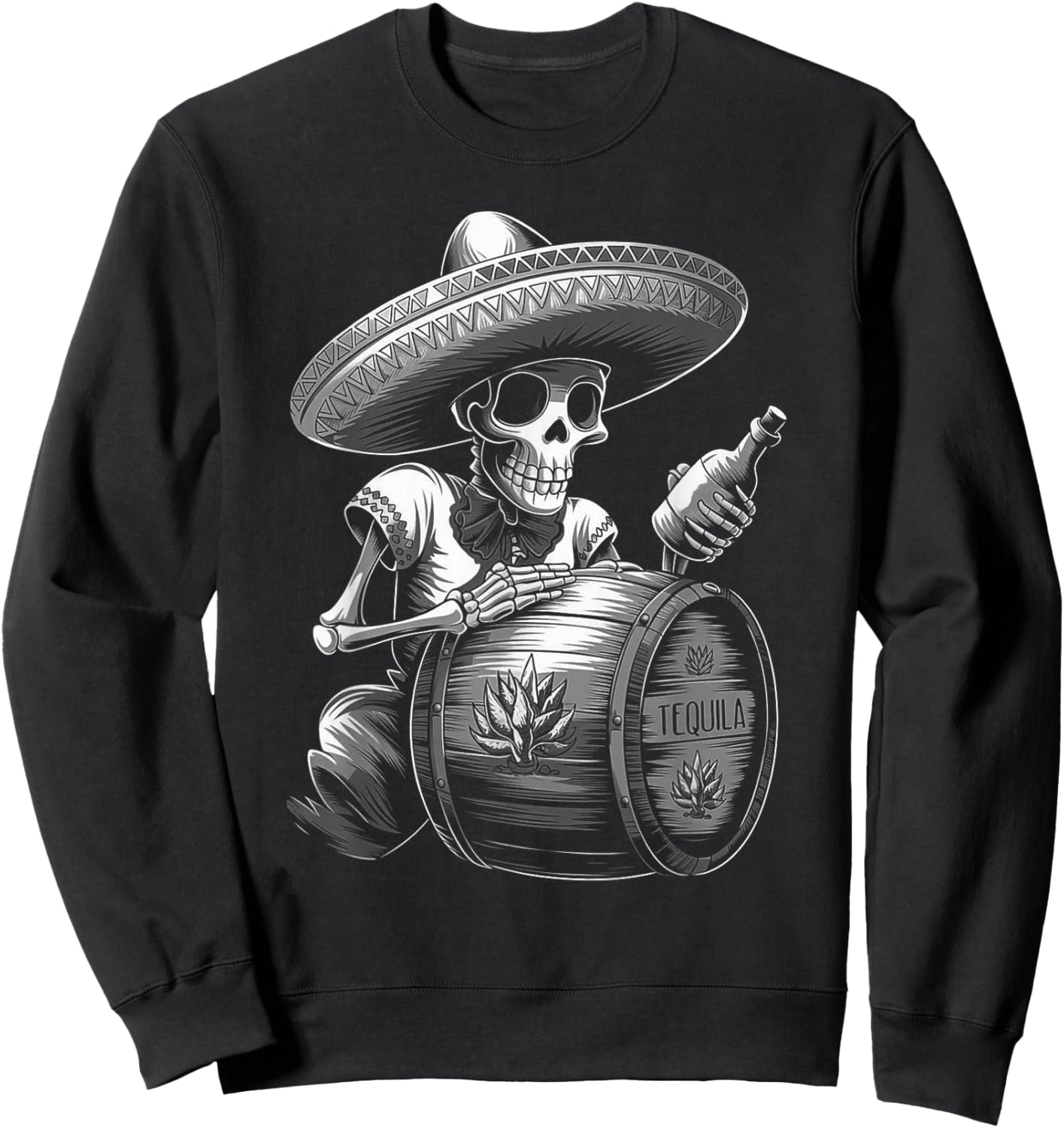 Mexico Vintage Skeleton Tequila Dia De Los Muertos Mexican Sweatshirt - Sweatshirt | Black