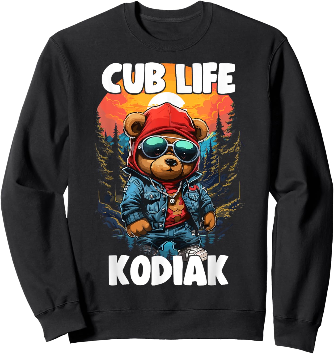 Kodiak Grizzly Brown Bear Cub For Kids Women Sweatshirt - Sweatshirt | Black