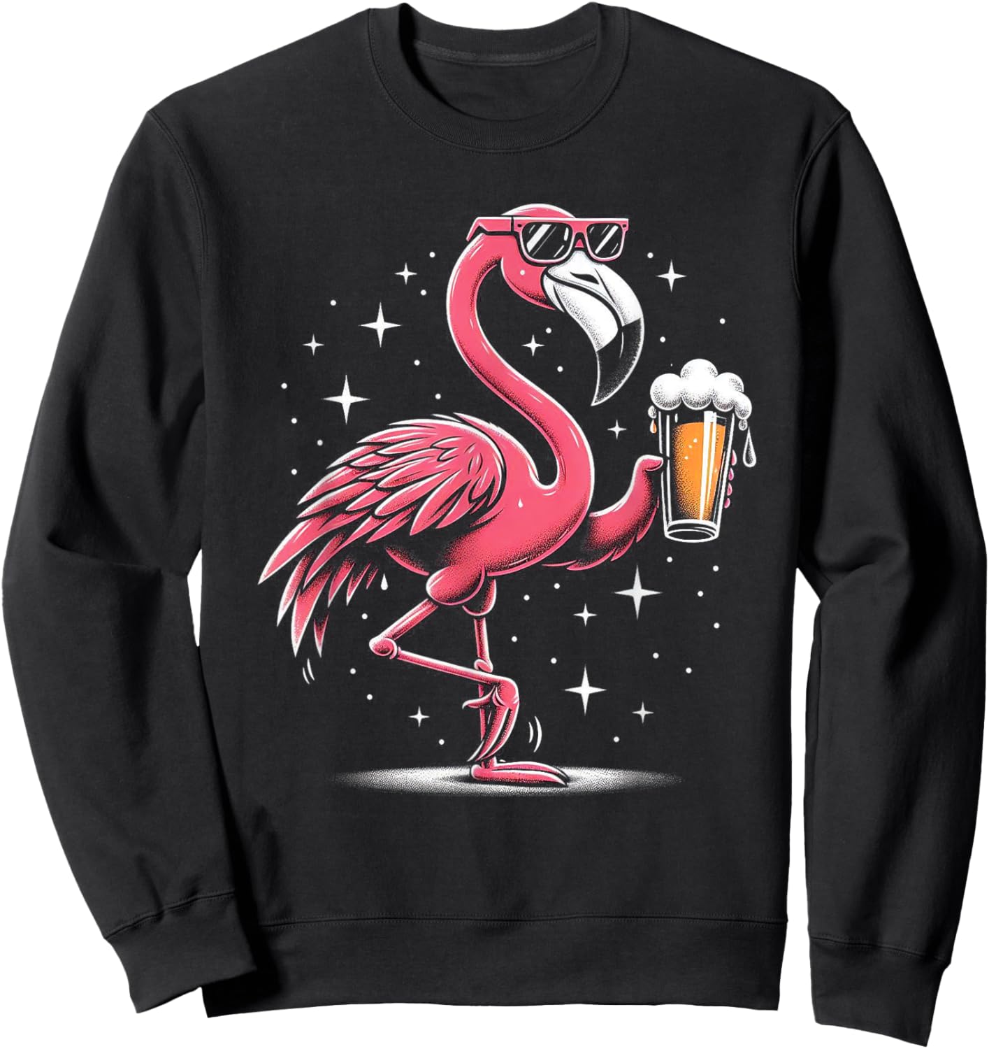 Funny Flamingo Beer Drinking Party Beer Drinker Sweatshirt - Sweatshirt | Black