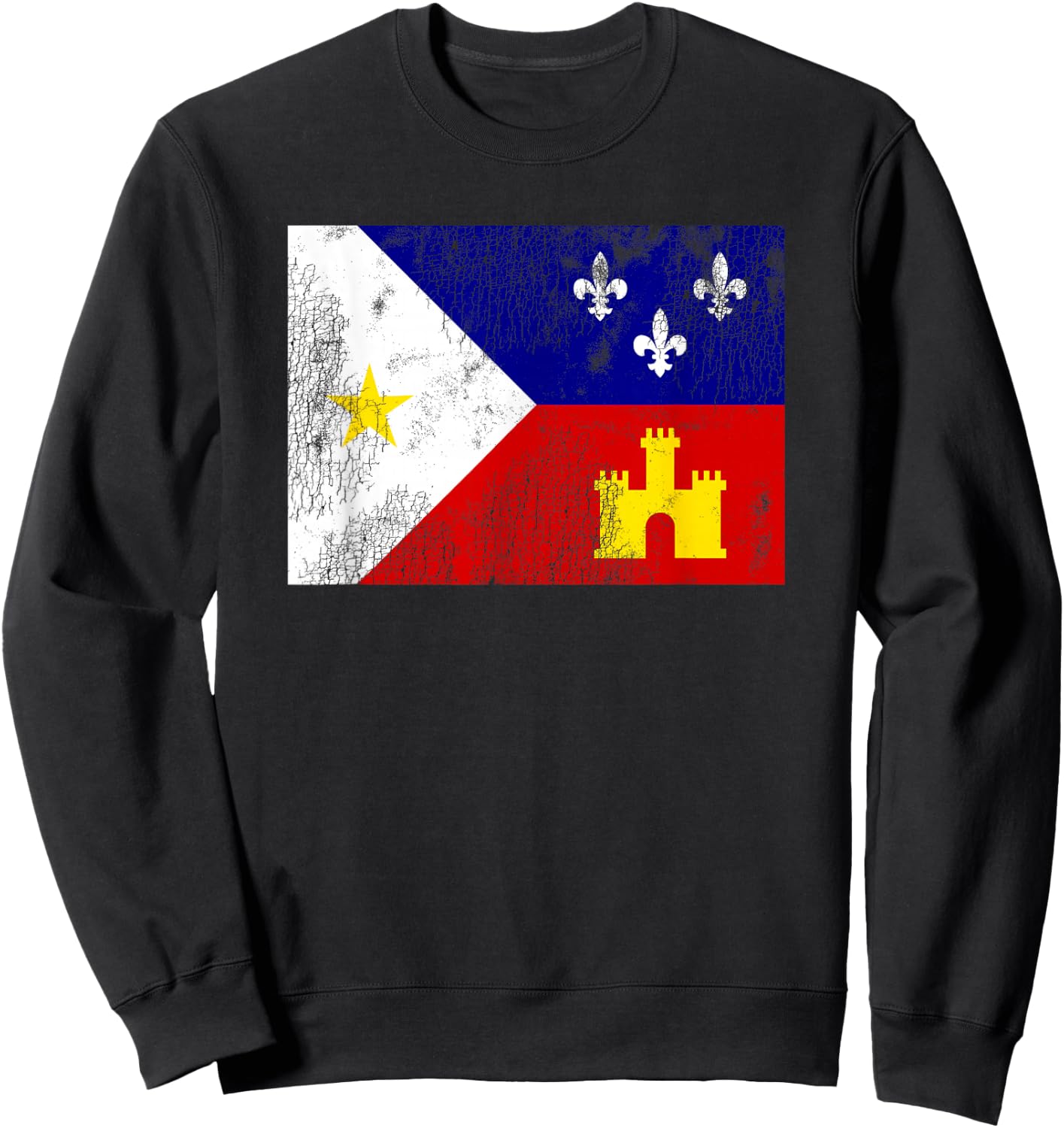 Acadiana Flag Louisiana Cajun Country Sweatshirt - Sweatshirt | Black