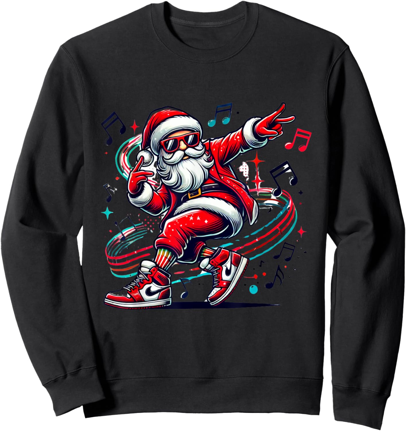 Christmas Santa Hip Hop Dance Funny Xmas Sweatshirt - Sweatshirt | Black