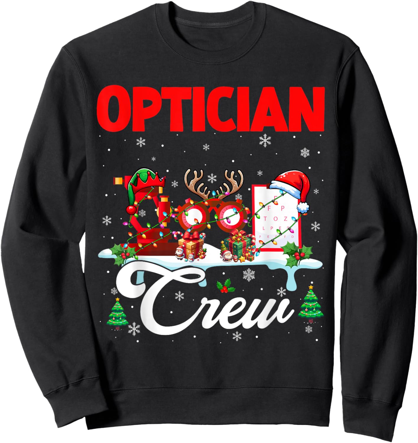 Optician Crew Christmas Santa Reindeer Elf Tools Job Team Sweatshirt - Sweatshirt | Black