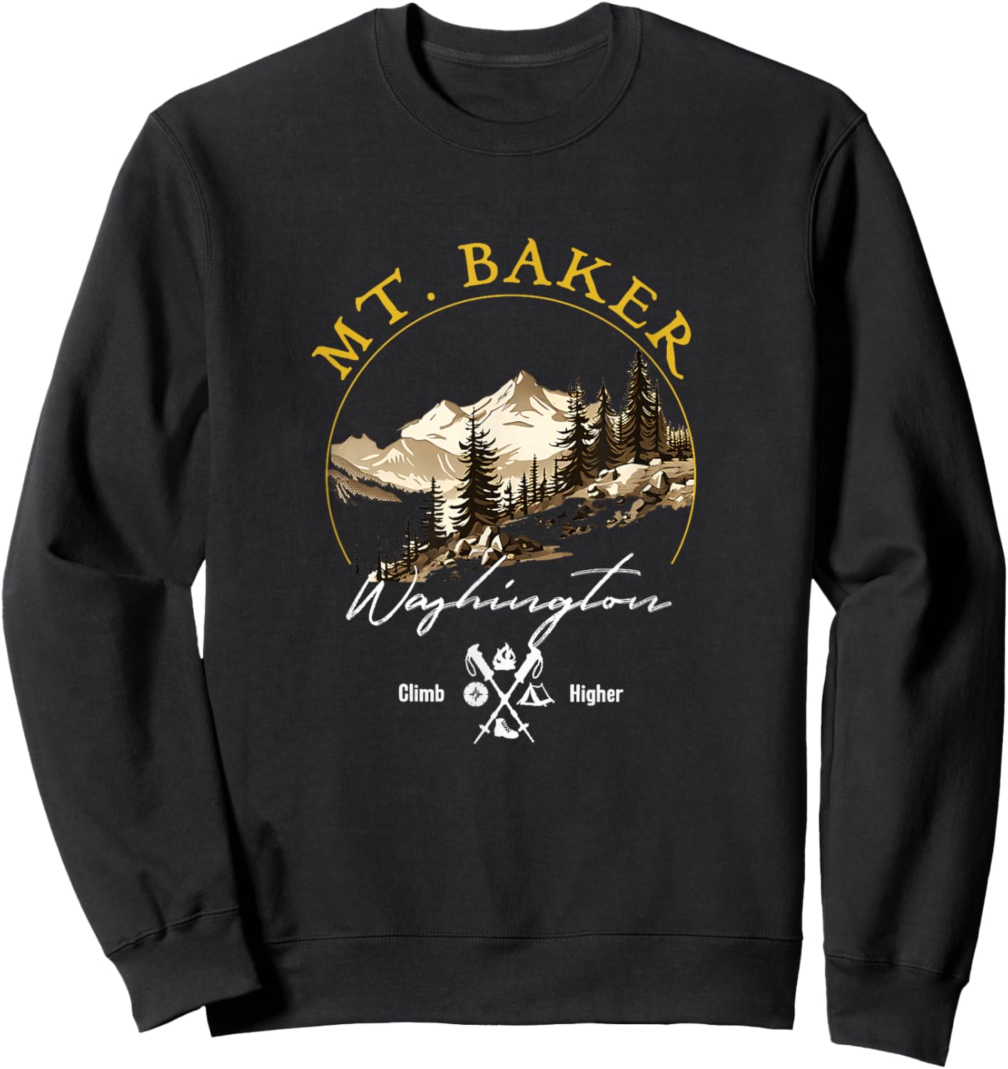 Mt. Baker Retro Vintage Apparel - Mt. Baker Souvenir Sweatshirt - Sweatshirt | Black