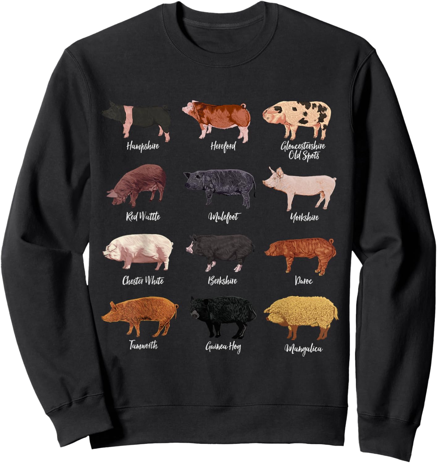 Pig drawings - Pig breeds Sweatshirt - Sweatshirt | Black