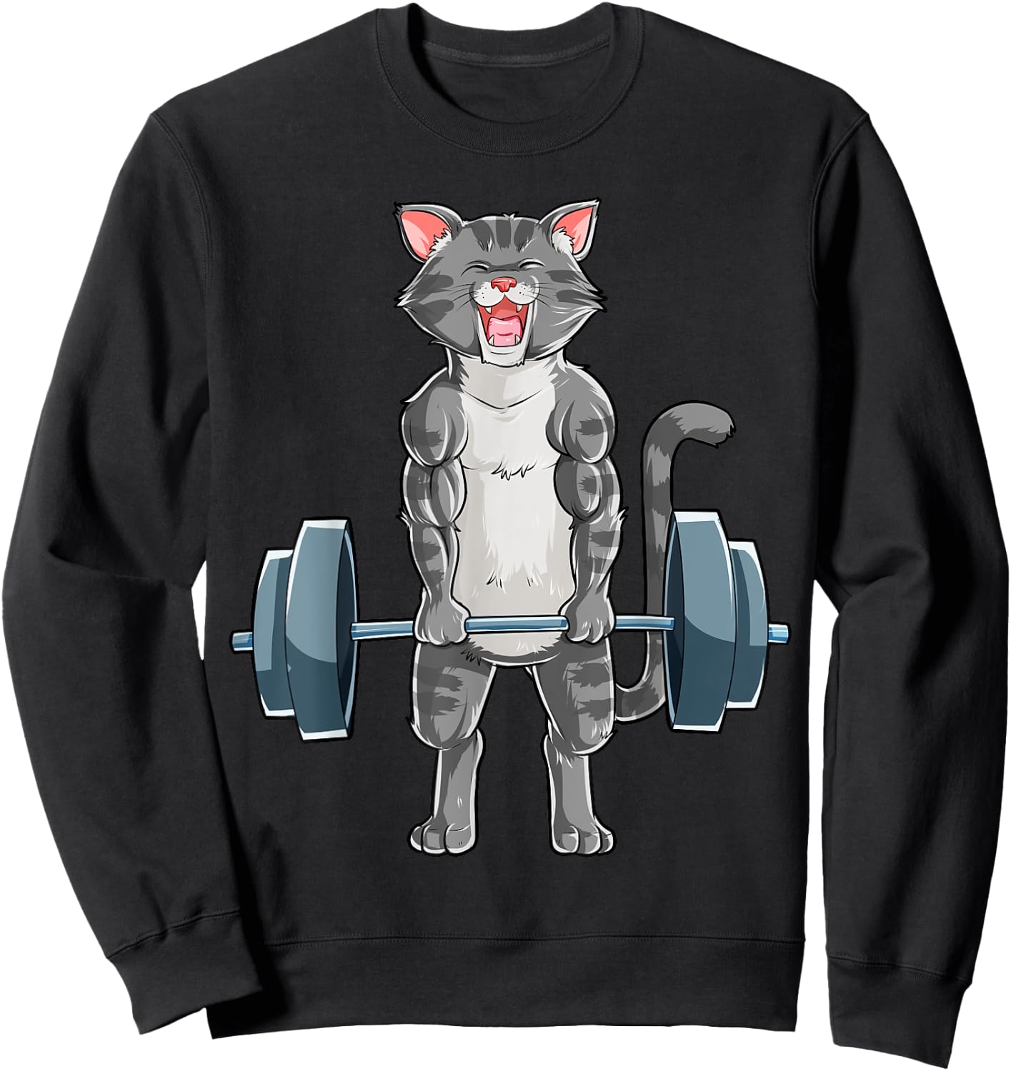 Cat Weightlifting Powerlifting Deadlift Fitness Gym Workout Sweatshirt - Sweatshirt | Black