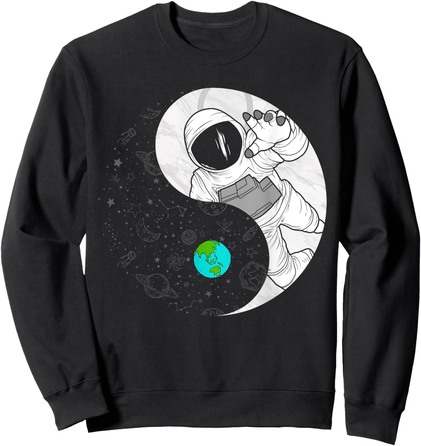 Outerspace Spaceflight aerospace engineering Yin and Yang Sweatshirt - Sweatshirt | Black