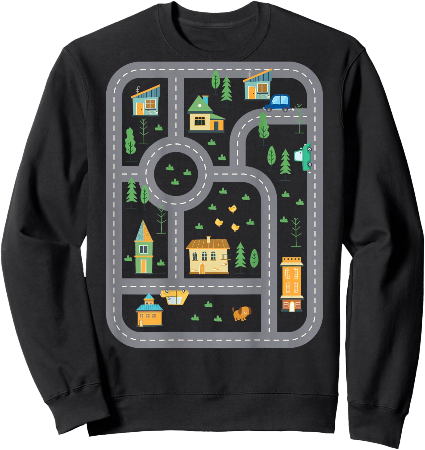 Cool Playmat Race Car Track On Back Dad Race car Mat Sweatshirt - Sweatshirt | Black