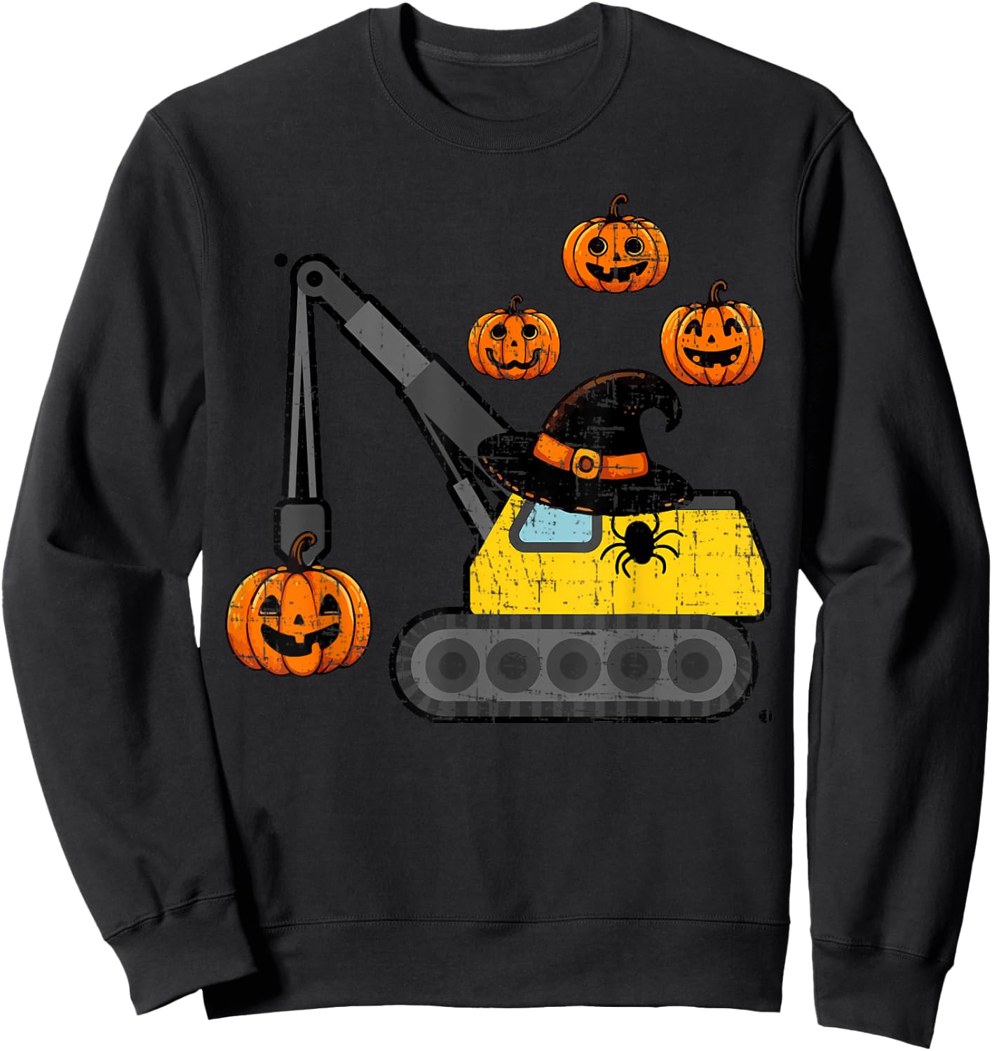 Crane Construction Truck Costume Toddler Kids Boys Halloween Sweatshirt - Sweatshirt | Black