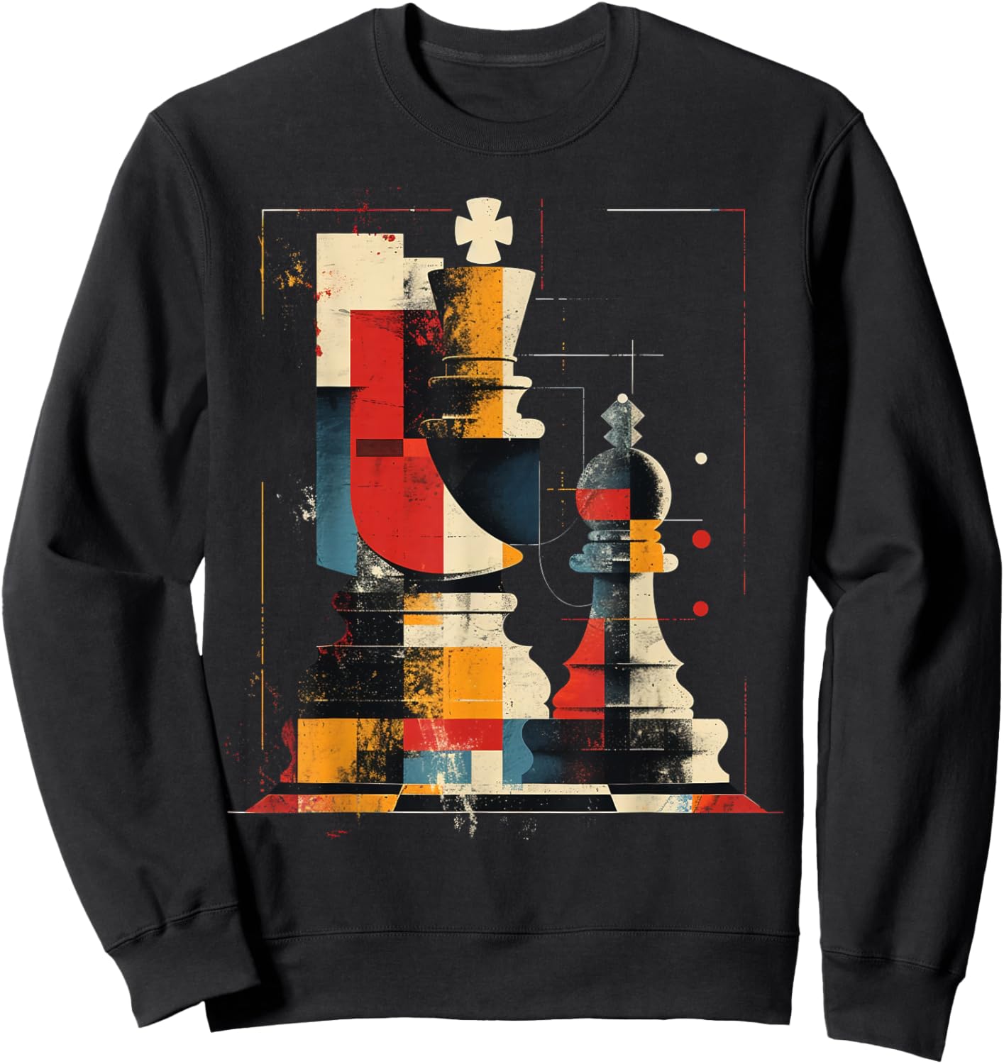 Artsy Chess player on Abstract Art Chess Sweatshirt - Sweatshirt | Black