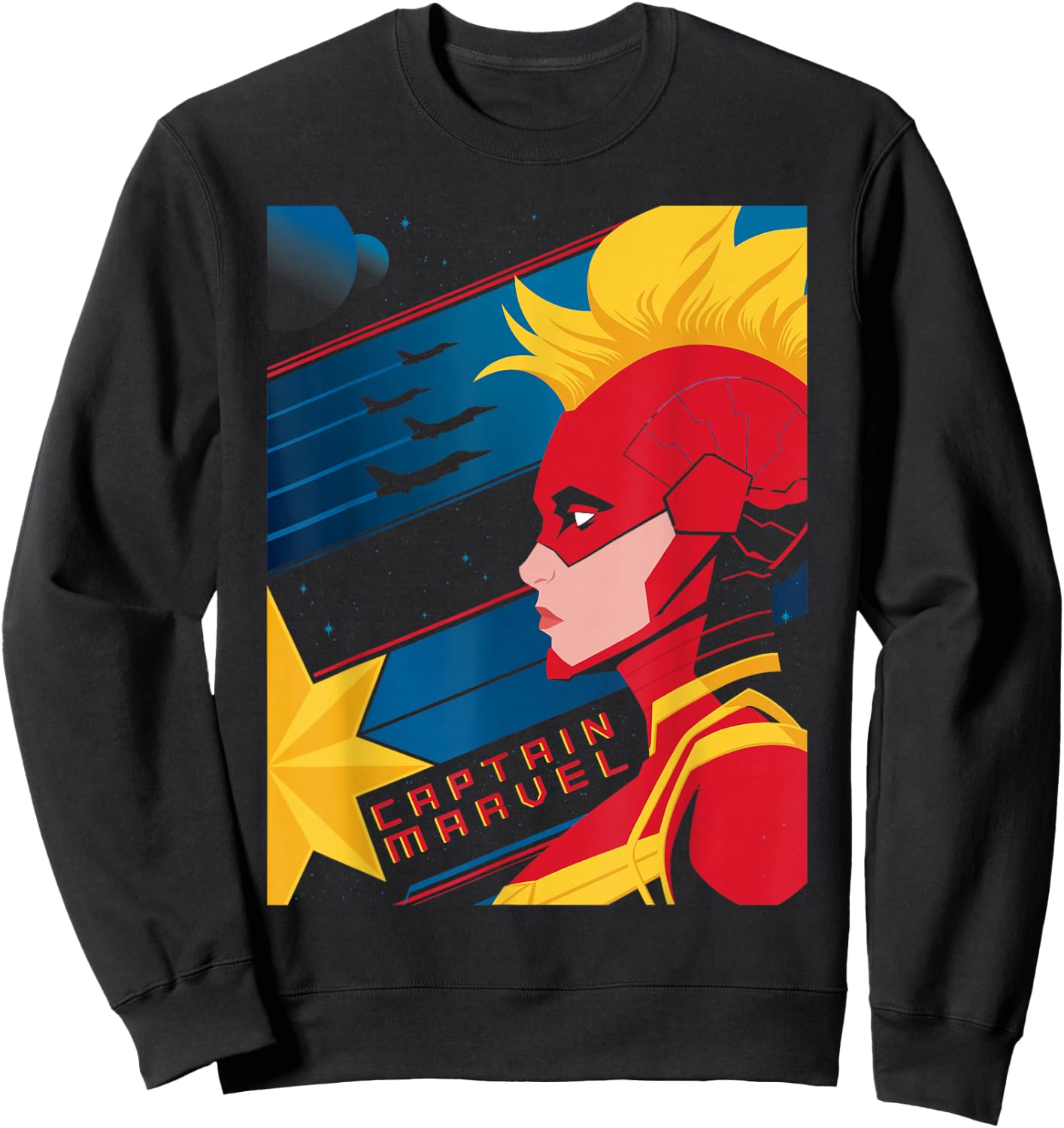 Marvel Captain Marvel Carol Danvers Jets Profile Sweatshirt - Sweatshirt | Black
