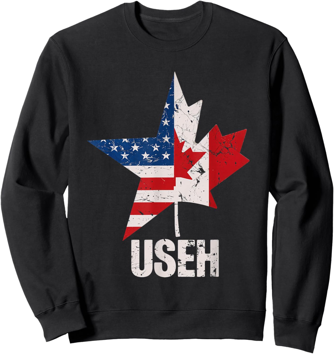 USEH Canada USA Flag Maple Leaf American Canadian Sweatshirt - Sweatshirt | Black