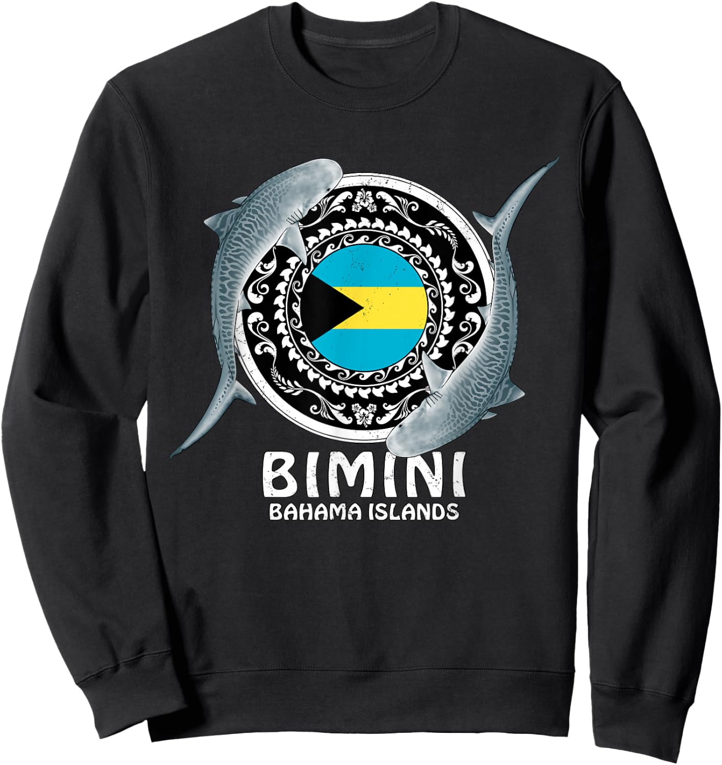 Bimini Tiger Shark Bahamas Flag Sweatshirt - Sweatshirt | Black