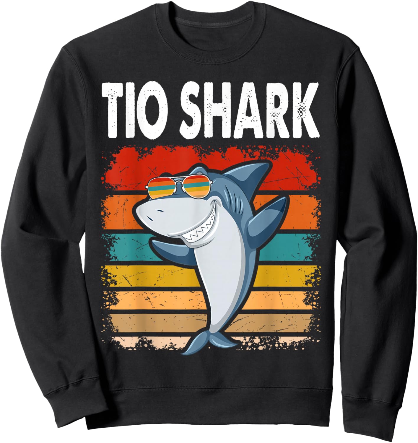 Tio Shark Funny Spanish Uncle Vintage Sweatshirt - Sweatshirt | Black