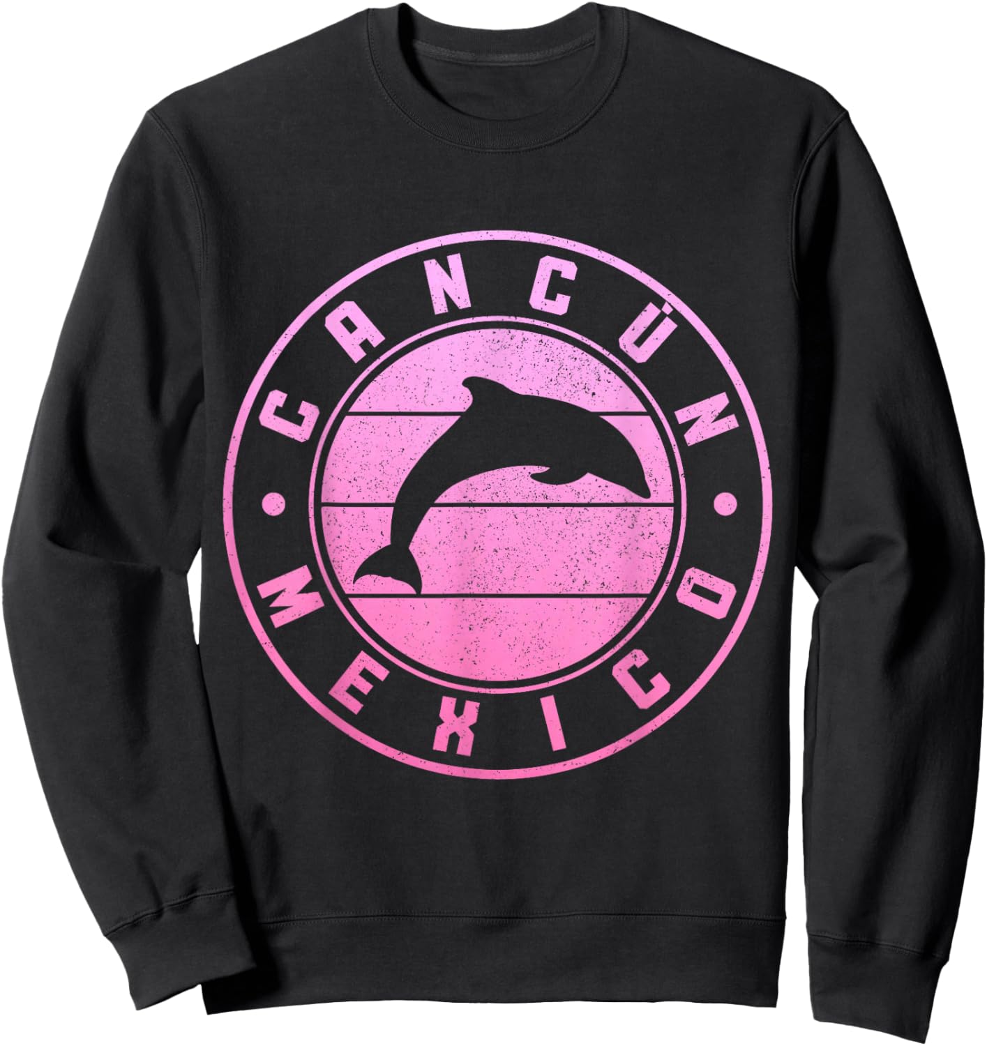 Cancun Mexico Dolphin Souvenir Vintage Sweatshirt - Sweatshirt | Black