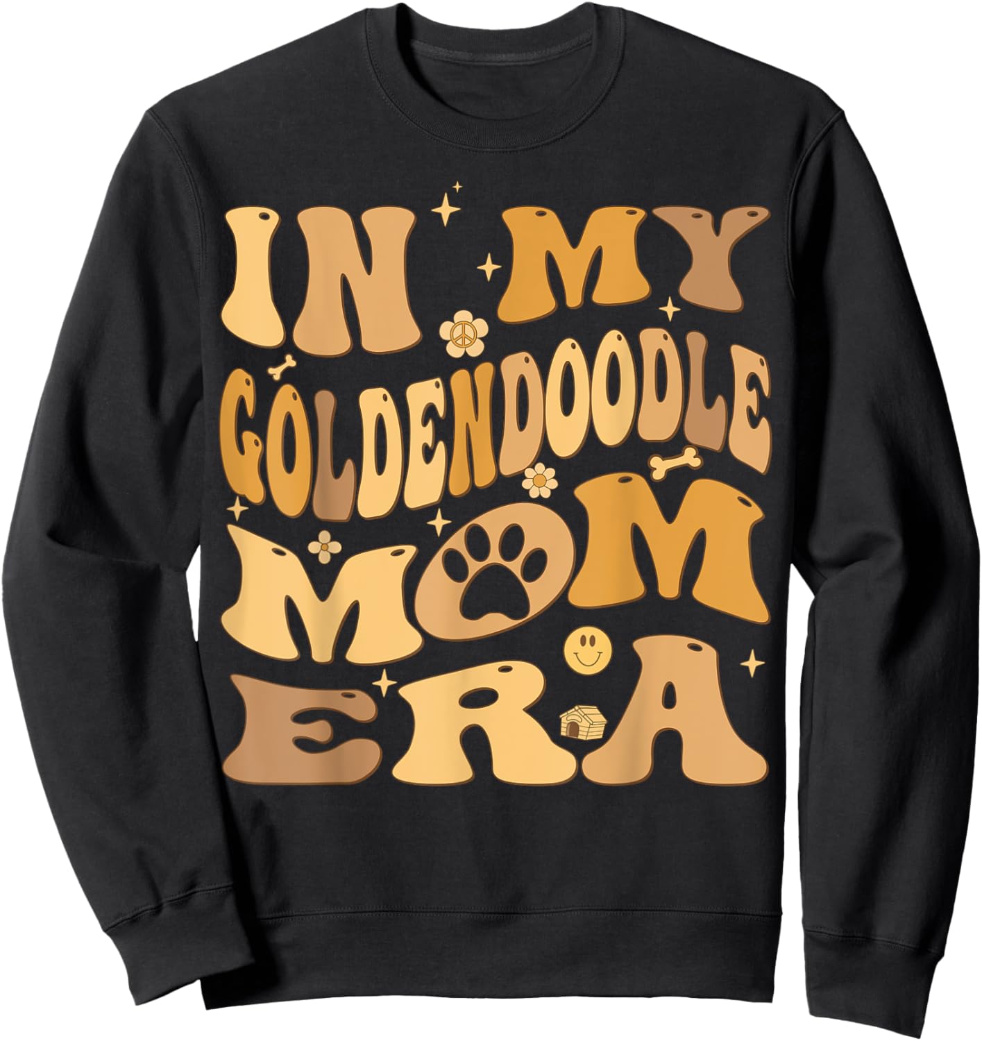 In My Goldendoodle Mom Era Groovy Groodle Dog Sweatshirt - Sweatshirt | Black