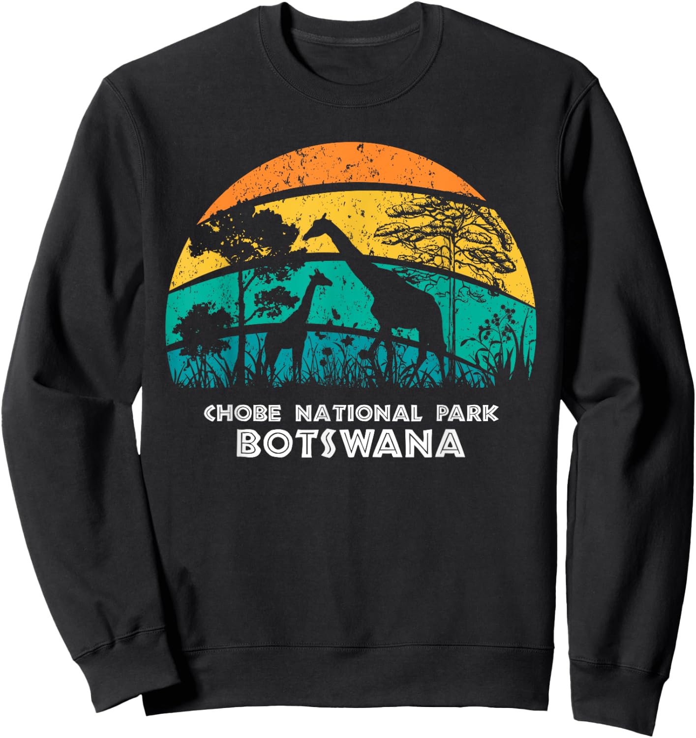 Vintage Retro Chobe National Park, Botswana Africa Safari Gi Sweatshirt - Sweatshirt | Black