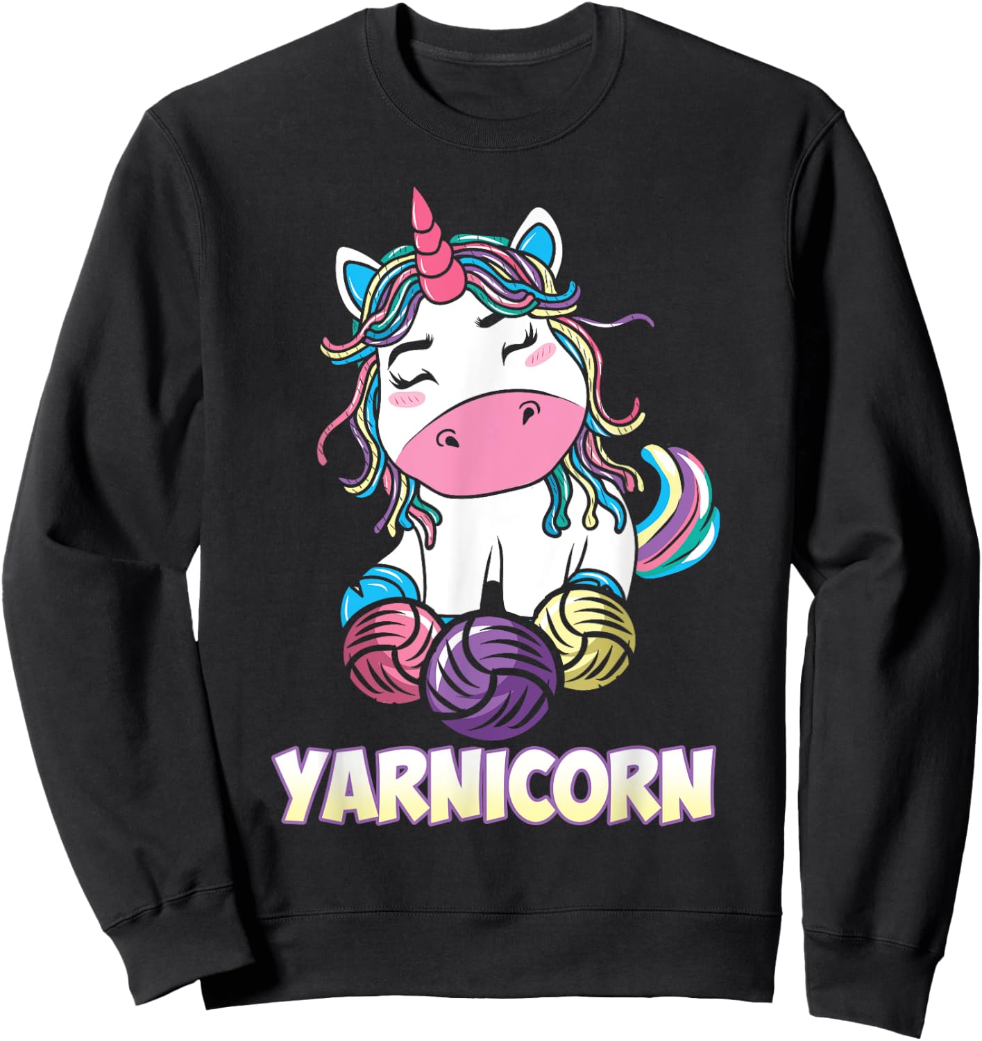 Yarnicorn Unicorn Yarn Art Knitting Lover Sweatshirt - Sweatshirt | Black