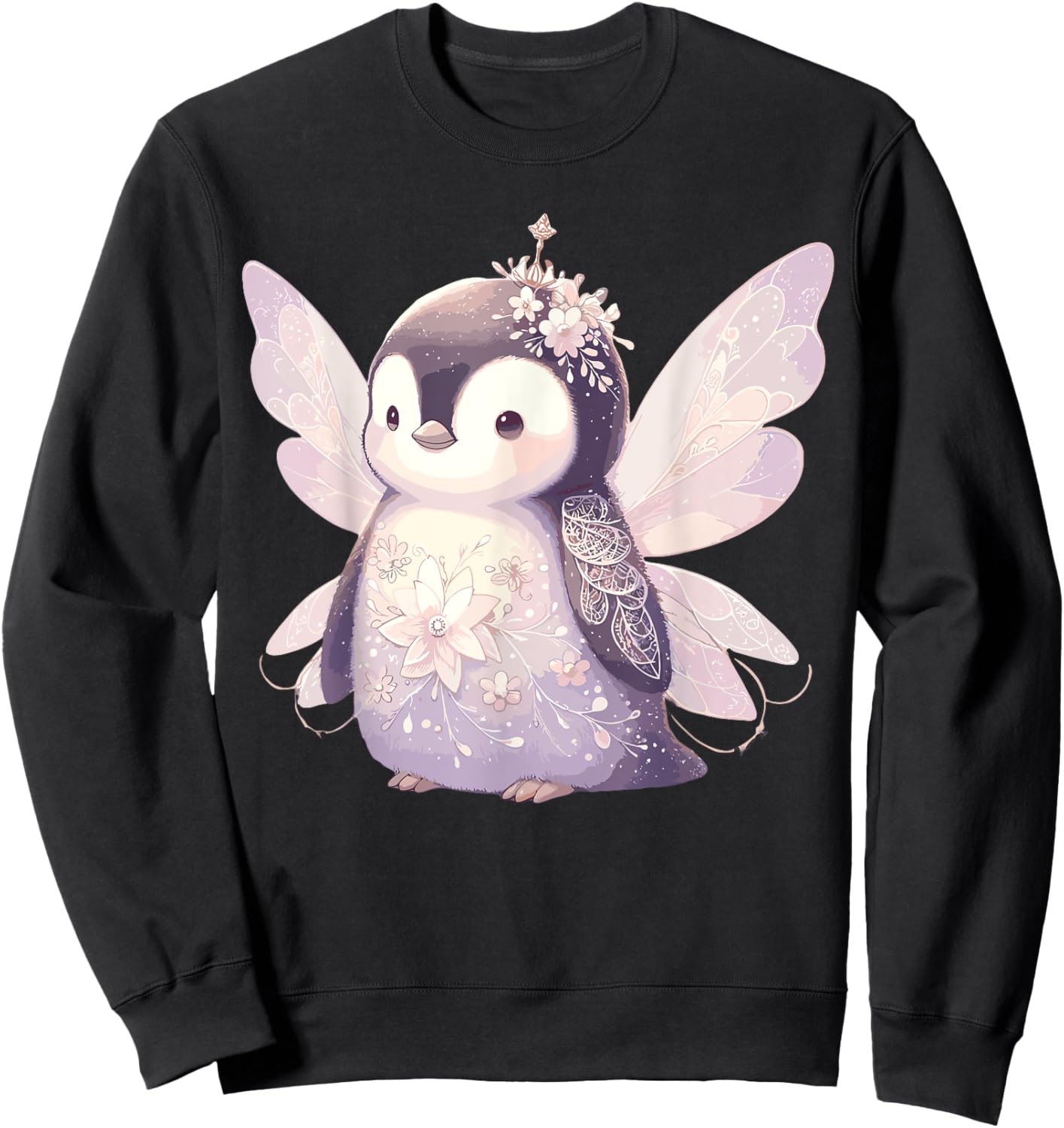 Cute Fairy Fairycore Aesthetic Penguin Lover Apparel Penguin Sweatshirt - Sweatshirt | Black