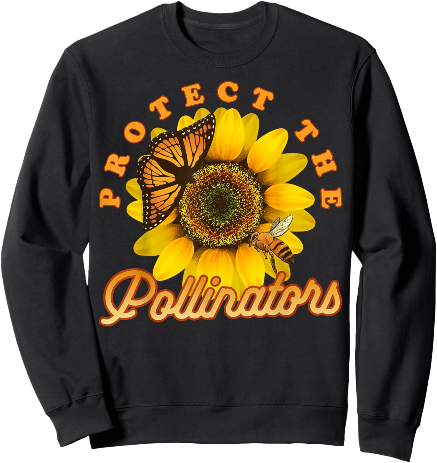 Cool Protect Pollinators Save the bees Sunflower T- shirt Sweatshirt - Sweatshirt | Black