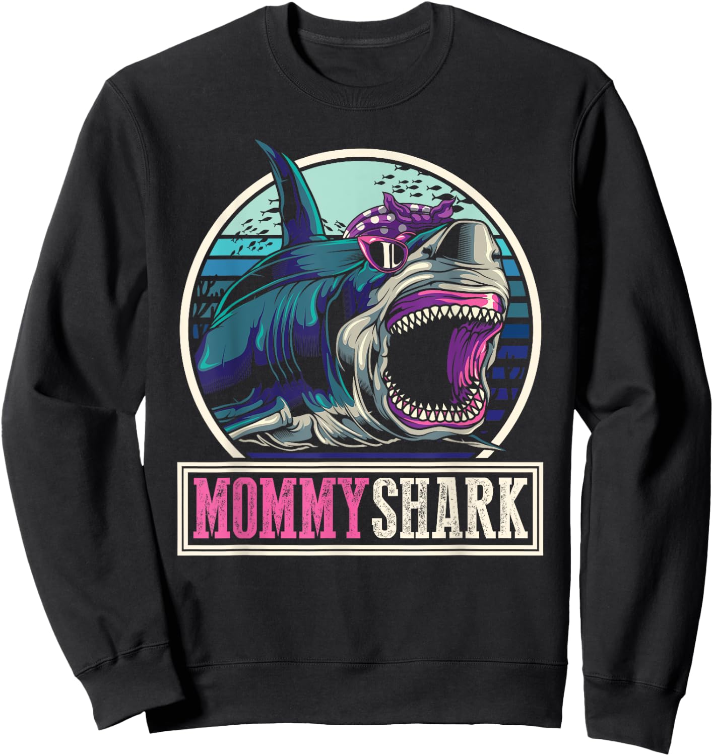 Ocean Animal Family Mom Gift Sea Monster Mommy Shark Sweatshirt - Sweatshirt | Black